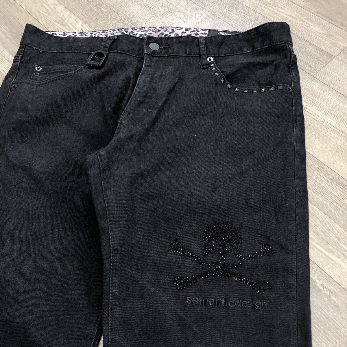 Japanese Brand 2000s Semantic Design x Roen Skulls Leopard Black Jeans Lgb Size US 33 - 4 Thumbnail