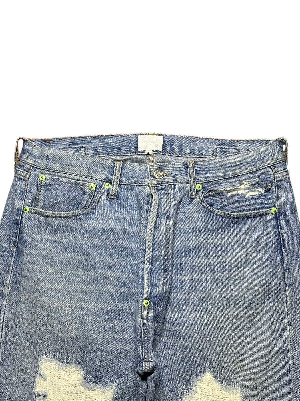 Japanese Brand Vintage Japanese Brand Blue Wash Sashiko Rip Bootcut Jean Size US 34 / EU 50 - 4 Thumbnail