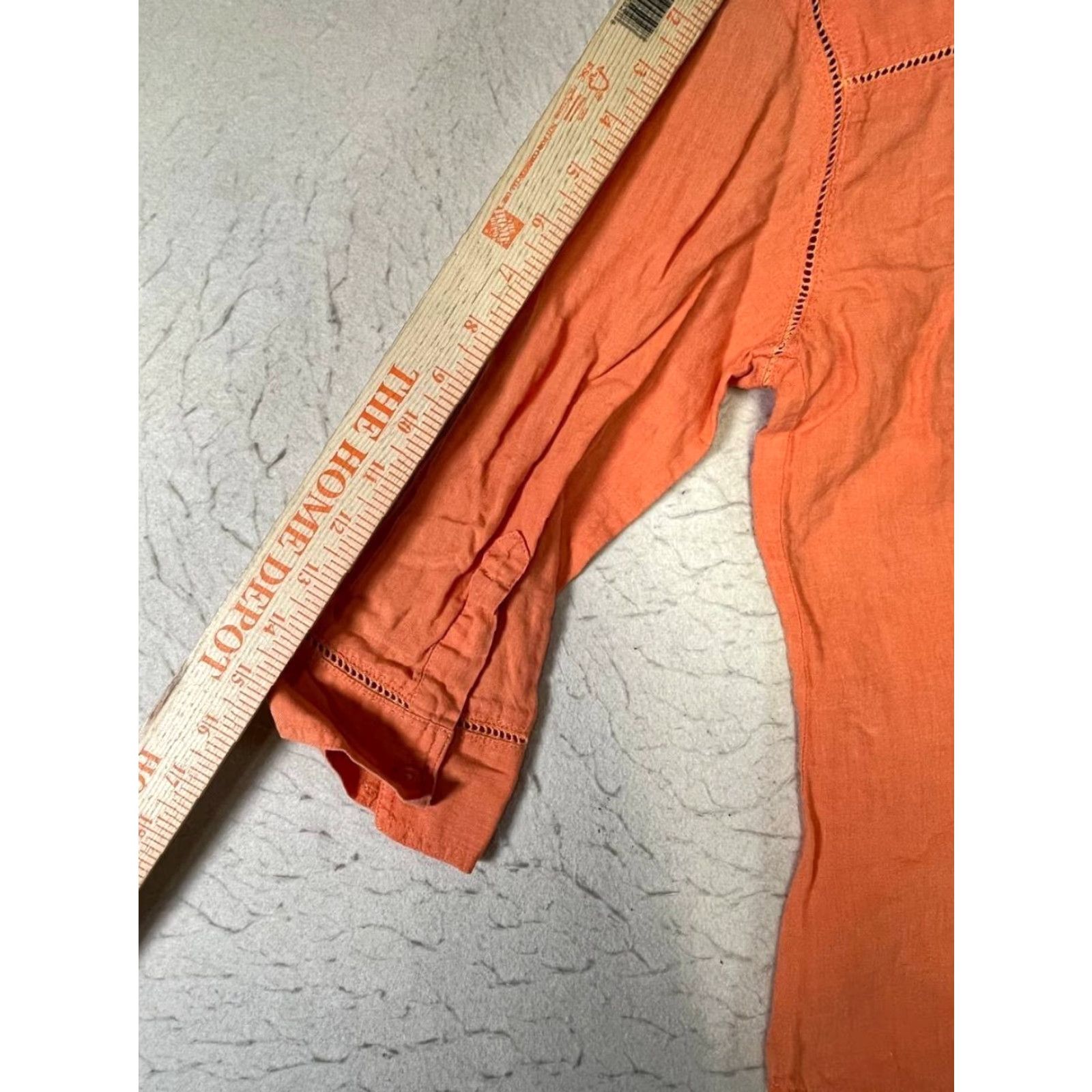 Eddie Bauer Eddie Bauer Linen Shirt Womens 8P Petite Orange 3/4 Sleeve Button Front Shirt Womens Petite Orange Linen 3/4 Sleeve Button-Up Size M / US 6-8 / IT 42-44 - 4 Thumbnail