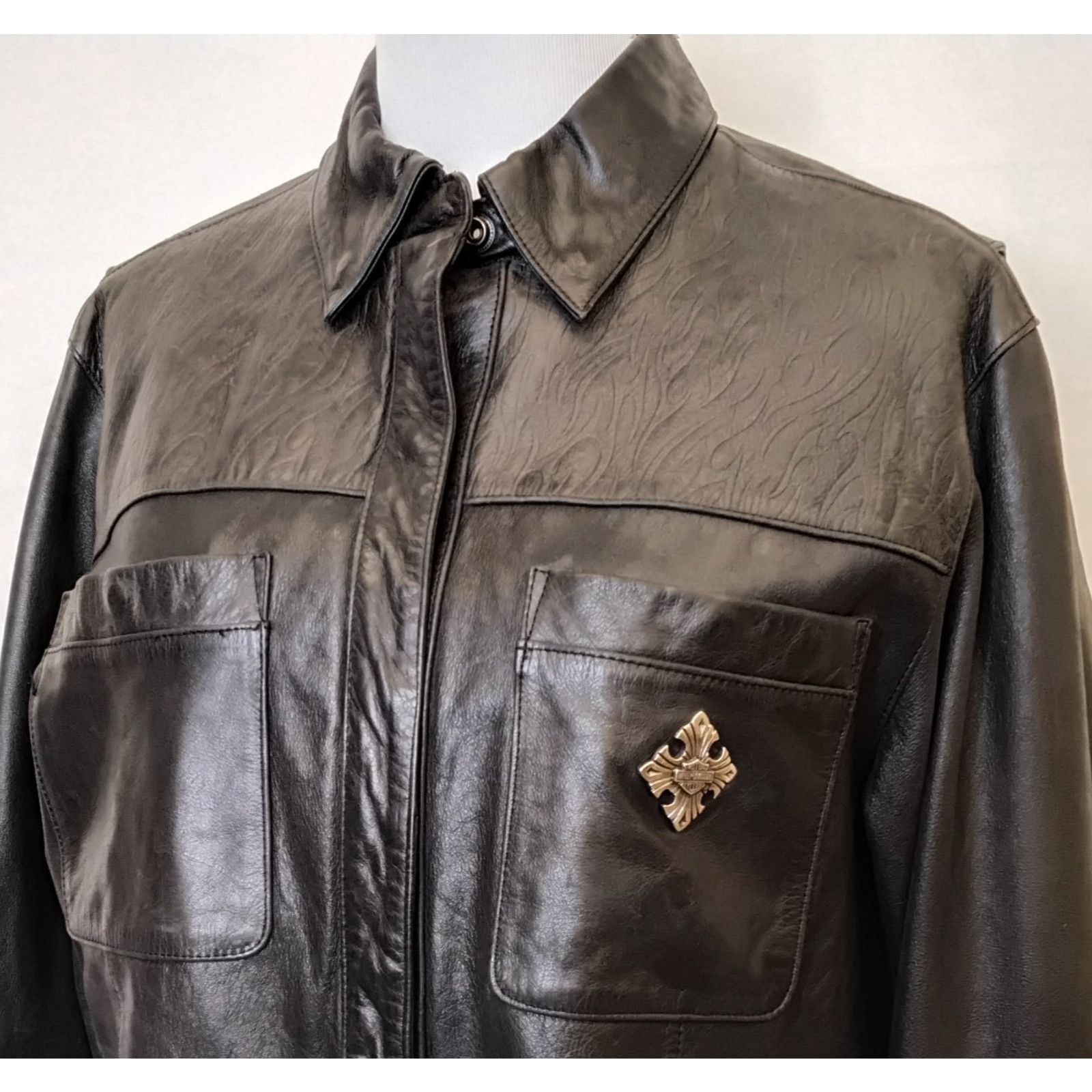 Harley Davidson Harley Davidson Leather Jacket Women's L Black Embossed Size L / US 10 / IT 46 - 4 Thumbnail
