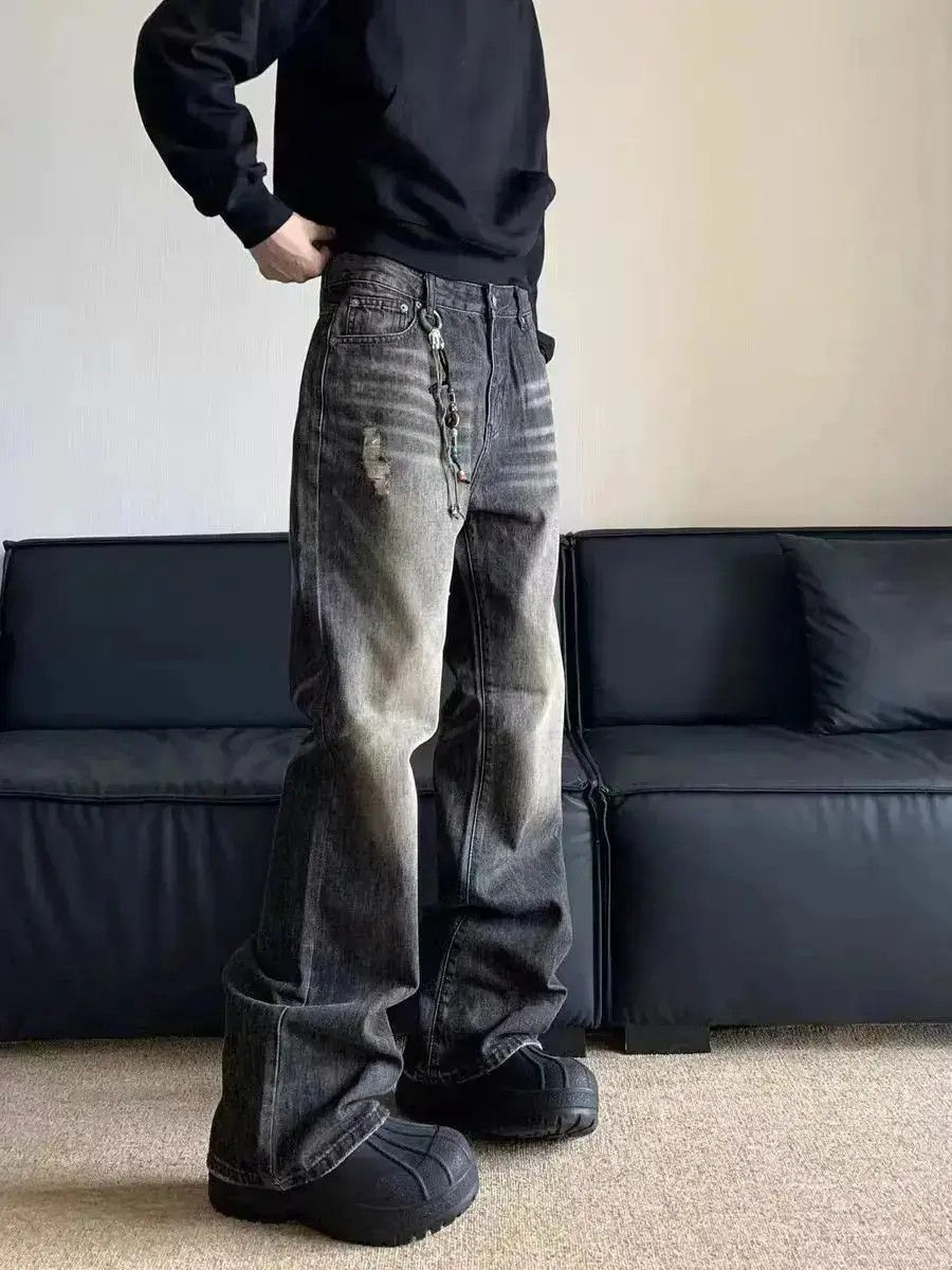 Japanese Brand Aged washed baggy micro flare jeans Size US 30 / EU 46 - 1 Thumbnail