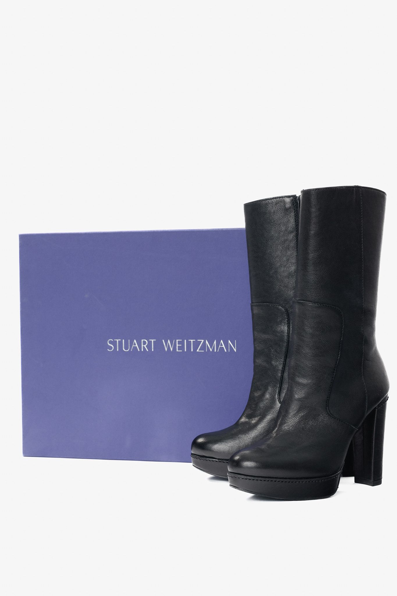 Stuart Weitzman Stuart Weitzman Black Leather Platform Heeled Short Boots Size US 5.5 / IT 35.5 - 12 Thumbnail