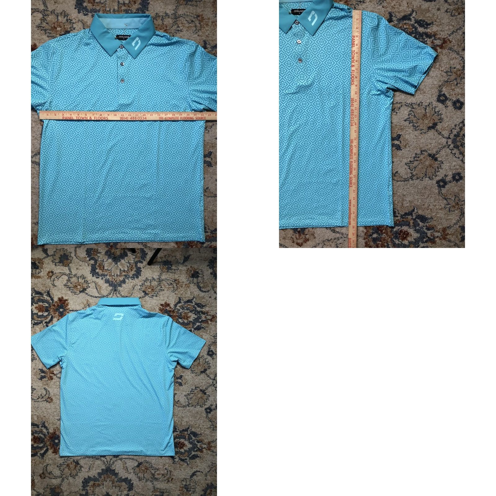 Vintage Druids Polo Shirt Mens XL Blue Geometric Pattern Golf Performance Lightweight Top Size US XL / EU 56 / 4 - 8 Thumbnail