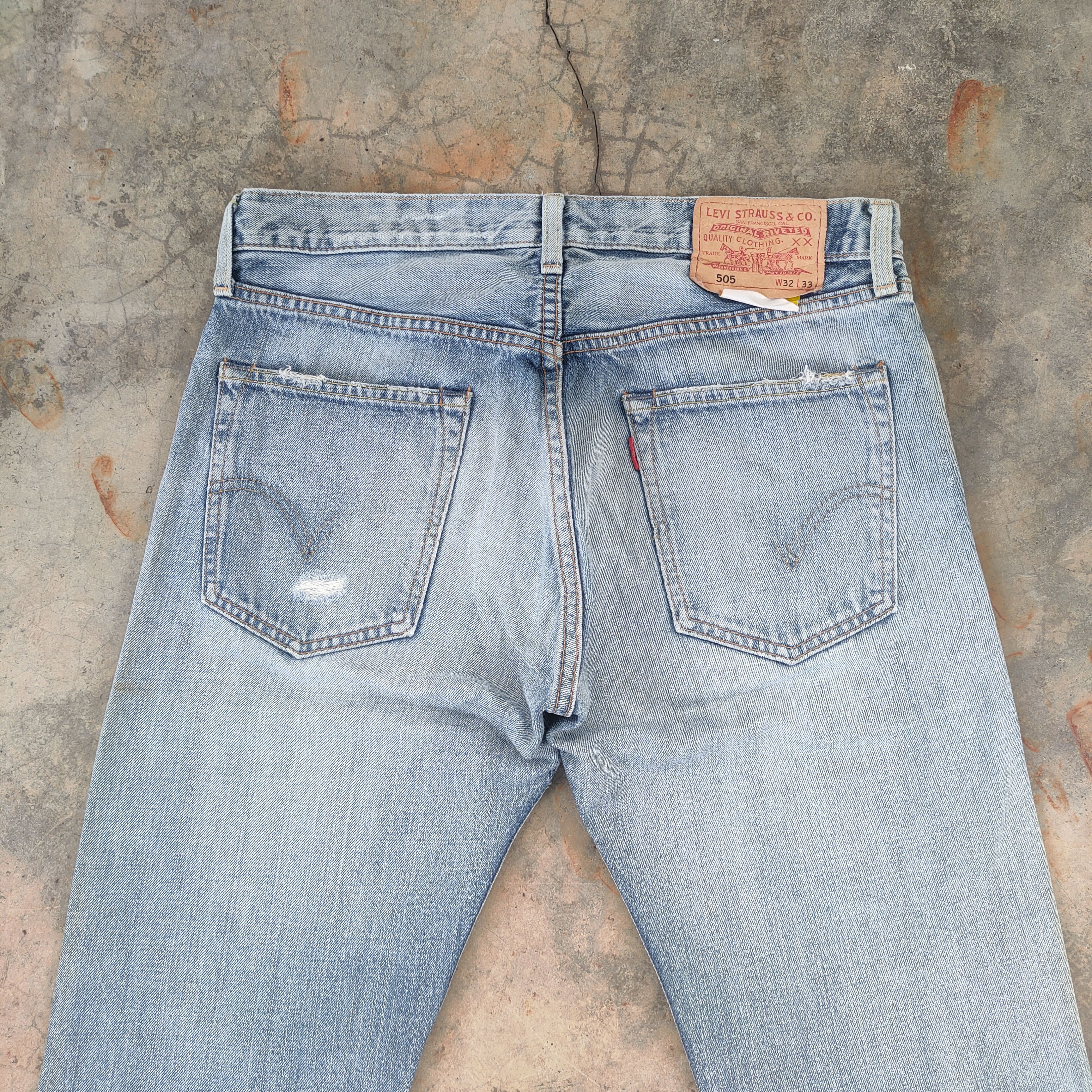 Jean W32×33 VINTAGE LEVI'S 505 FADED WASH DISTRESSED JEANS PANTS Size US 32 / EU 48 - 8 Thumbnail
