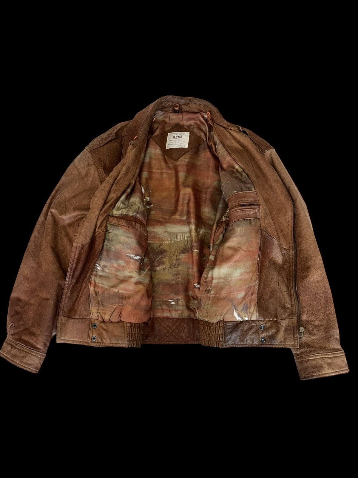 Other Vintage 80s Rene Distressed Brown Leather Biker Jacket Size US L / EU 52-54 / 3 - 3 Thumbnail