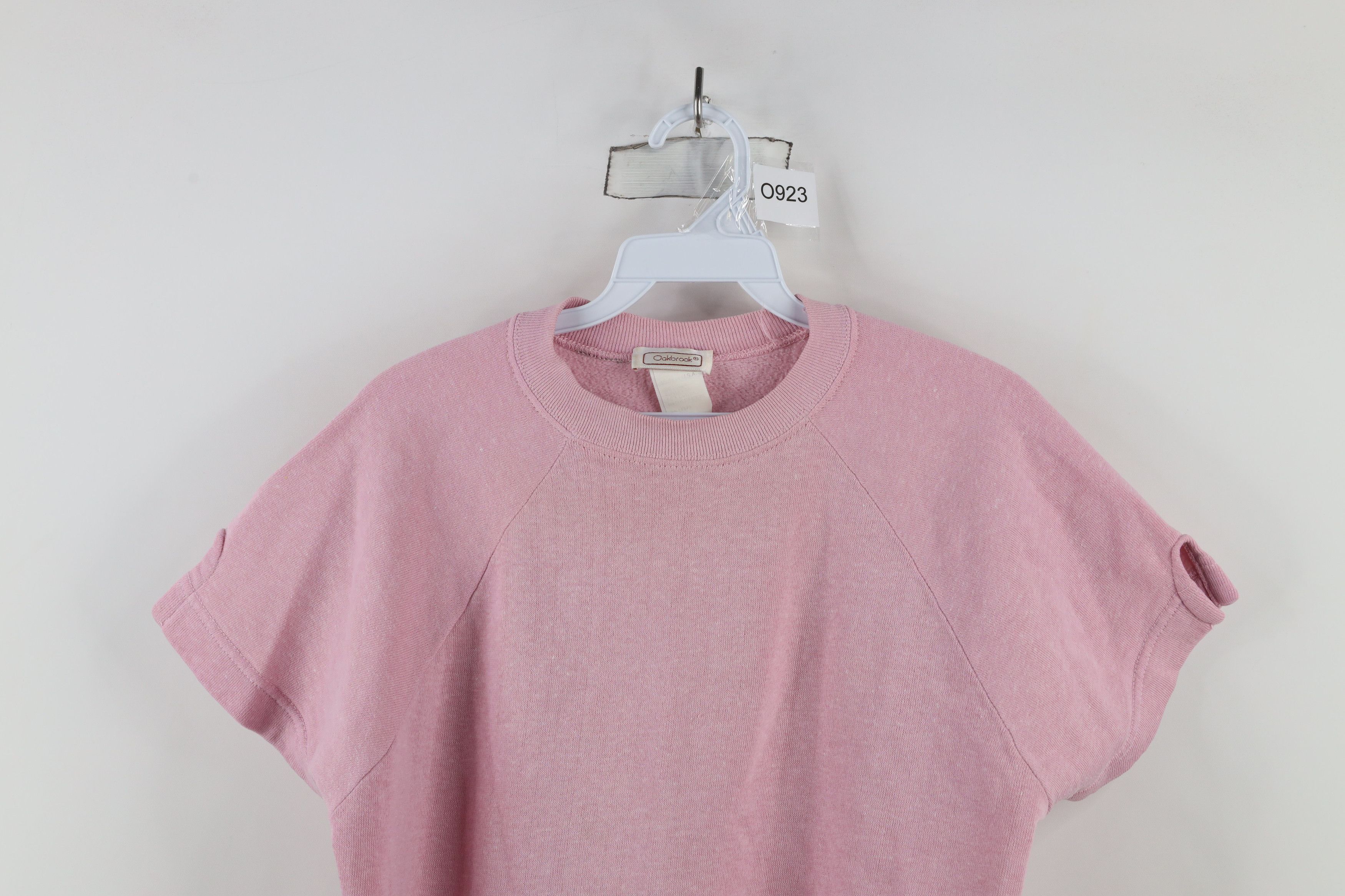 Vintage Vintage 90s Streetwear Seam Short Sleeve Sweatshirt Pink USA Size L / US 10 / IT 46 - 2 Thumbnail