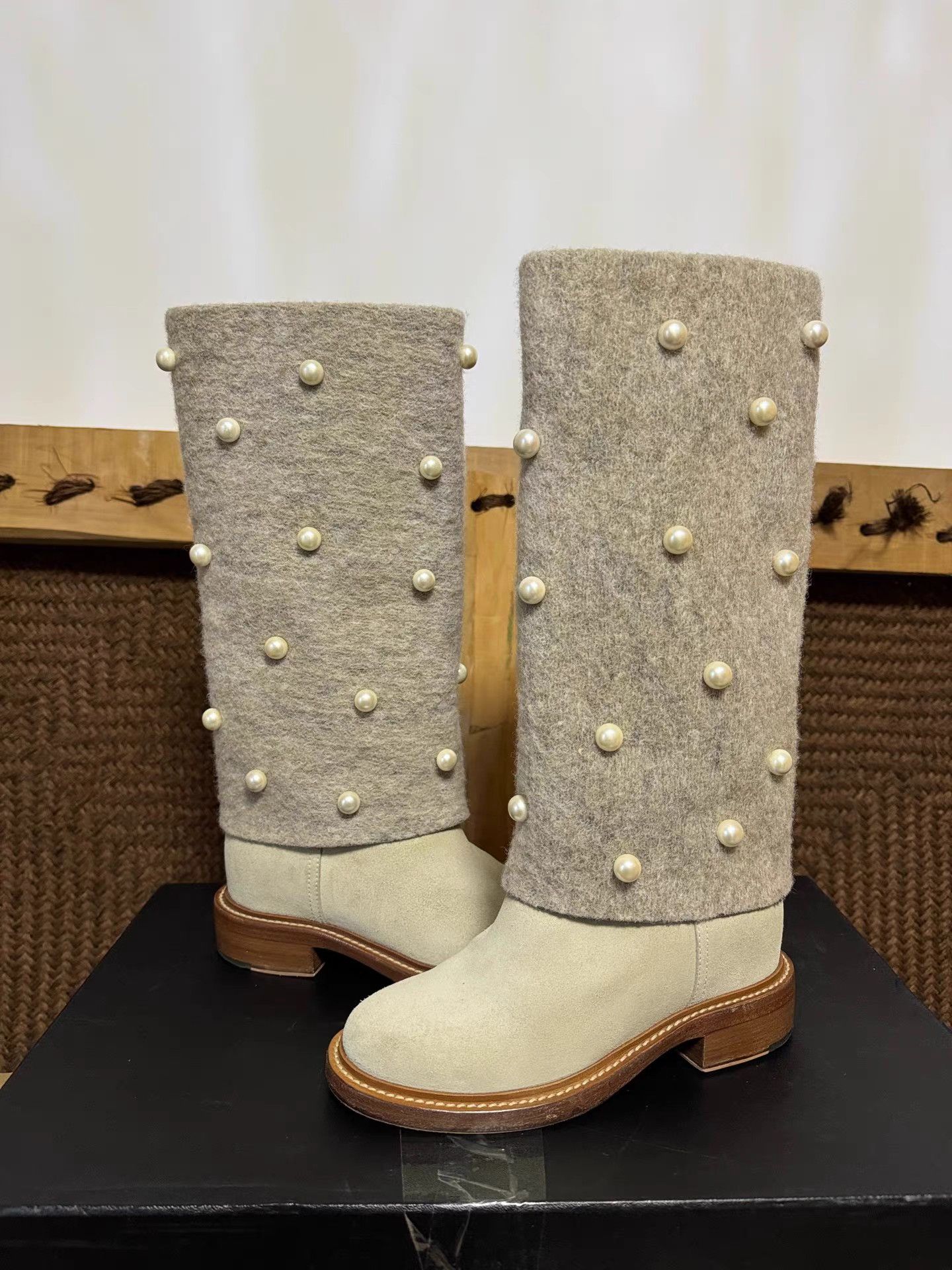 Chanel Chanel Pearl Tweed Knee-High Boots K6 Size US 6 / IT 36 - 4 Thumbnail