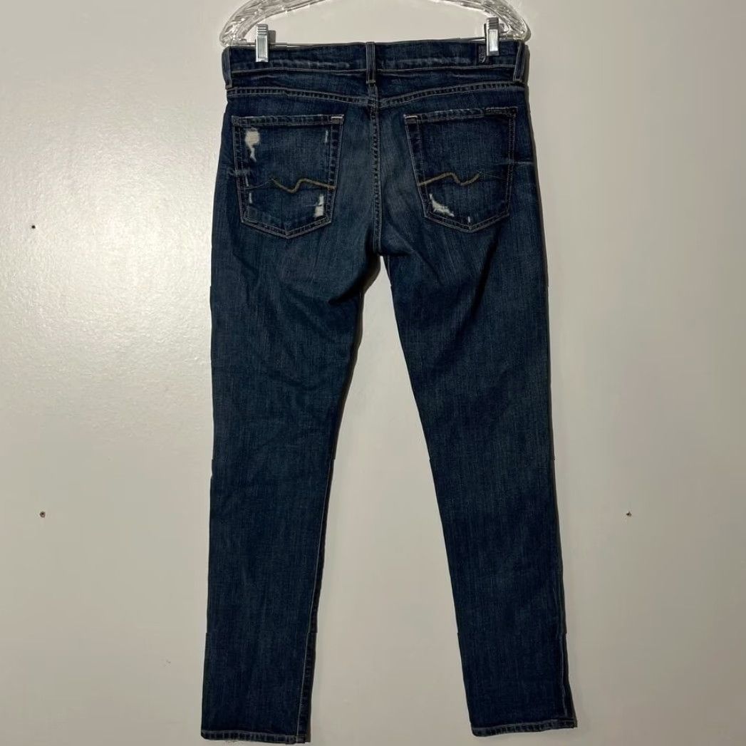 7 For All Mankind 7 For All Mankind Josefina Jeans Blue Distressed Size 27 Boyfriend Slim 5-Pocket Denim Cotton Blend Women Size 27" / US 4 / IT 40 - 4 Thumbnail