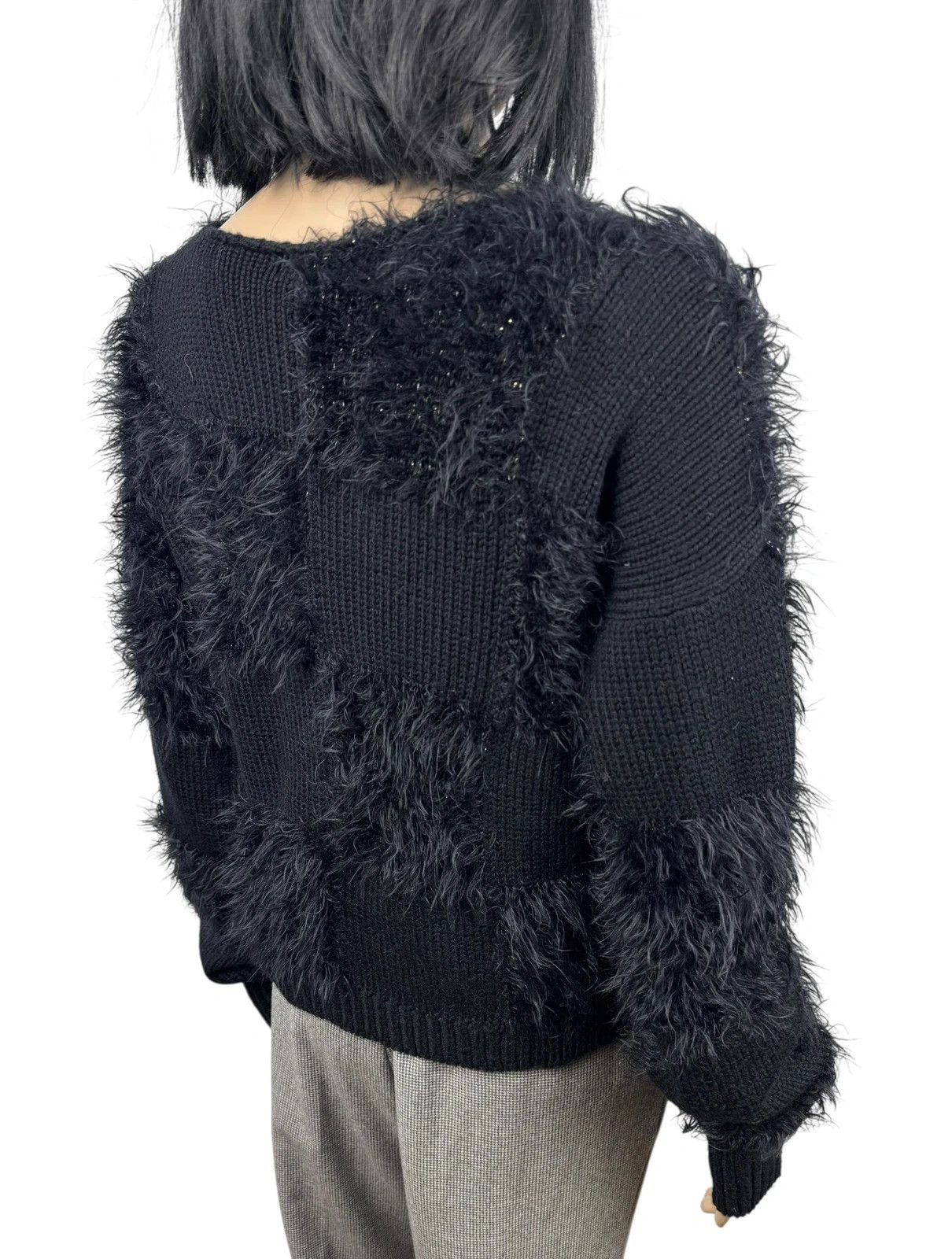 Other Attic and Barn Wool Sweater V-Neck Faux Fur Trim Size M / US 6-8 / IT 42-44 - 7 Thumbnail