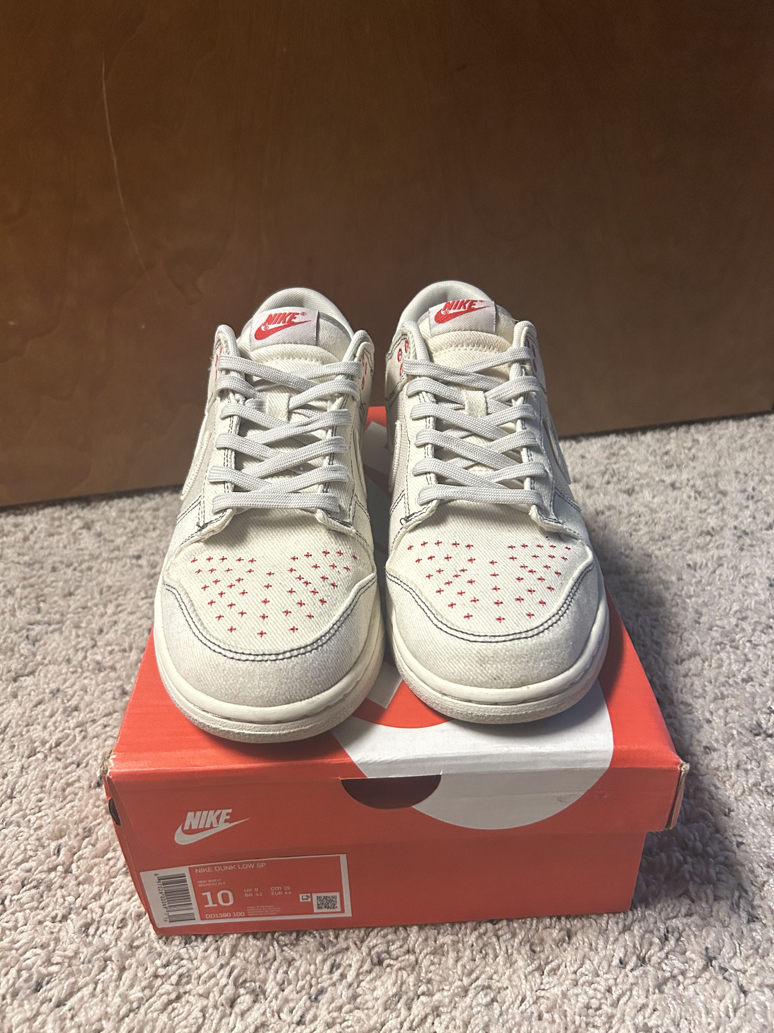 Nike Dunk Low Sashiko Denim Light Orewood Brown White Canvas Size US 10 / EU 43 - 4 Thumbnail