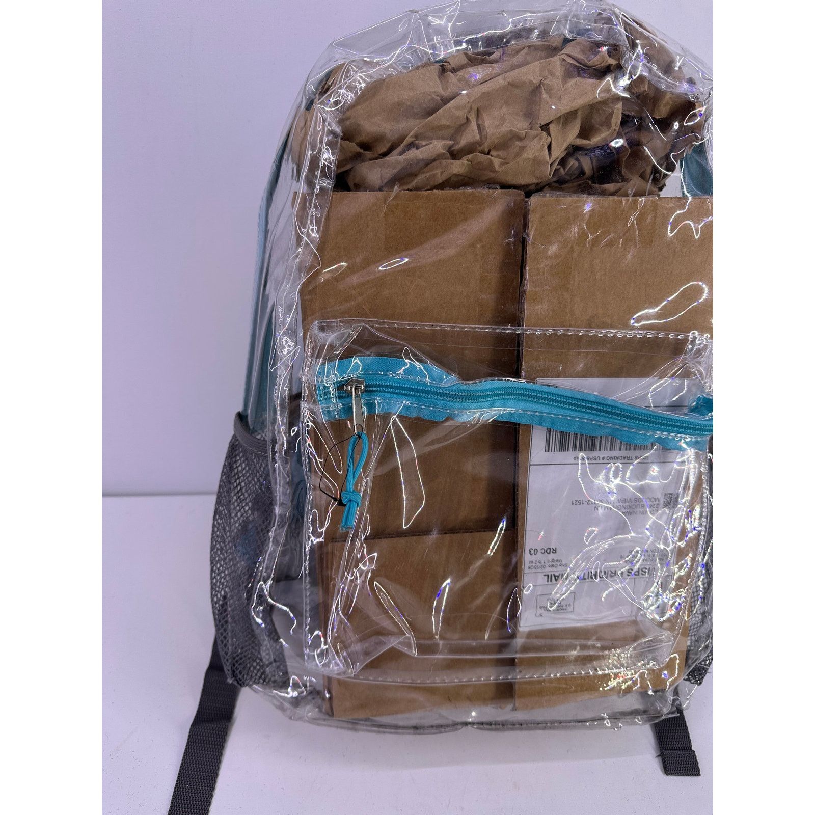Other Adult Teenager Clear Backpack With Blue Straps 17” Tall Size ONE SIZE - 2 Thumbnail