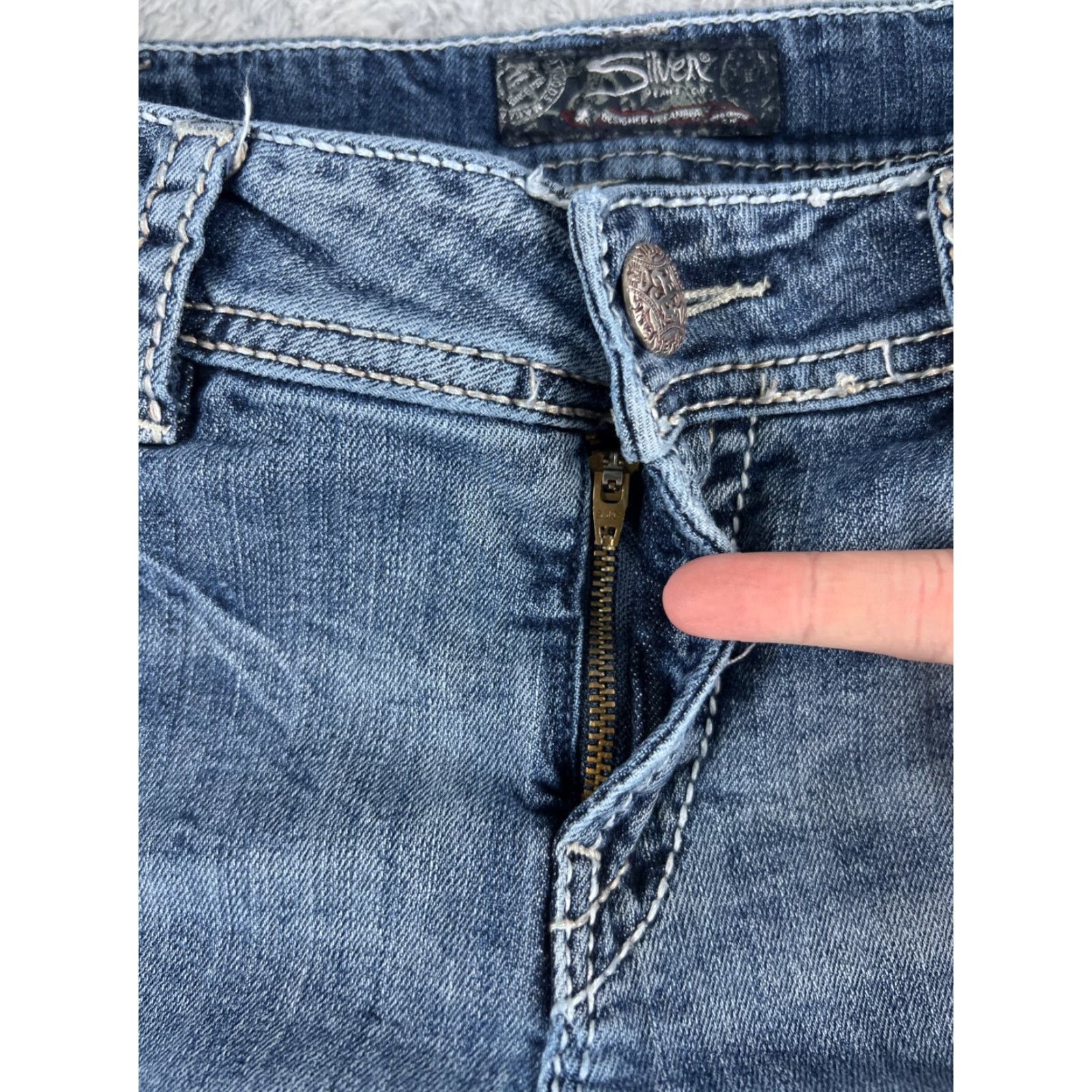 Silver Jeans Co. Silver Jeans Suki Women's Bootcut Denim Pants 32 Blue Cotton Stretch Embroidered Retro Size 24" / US 00 / IT 34 - 5 Thumbnail