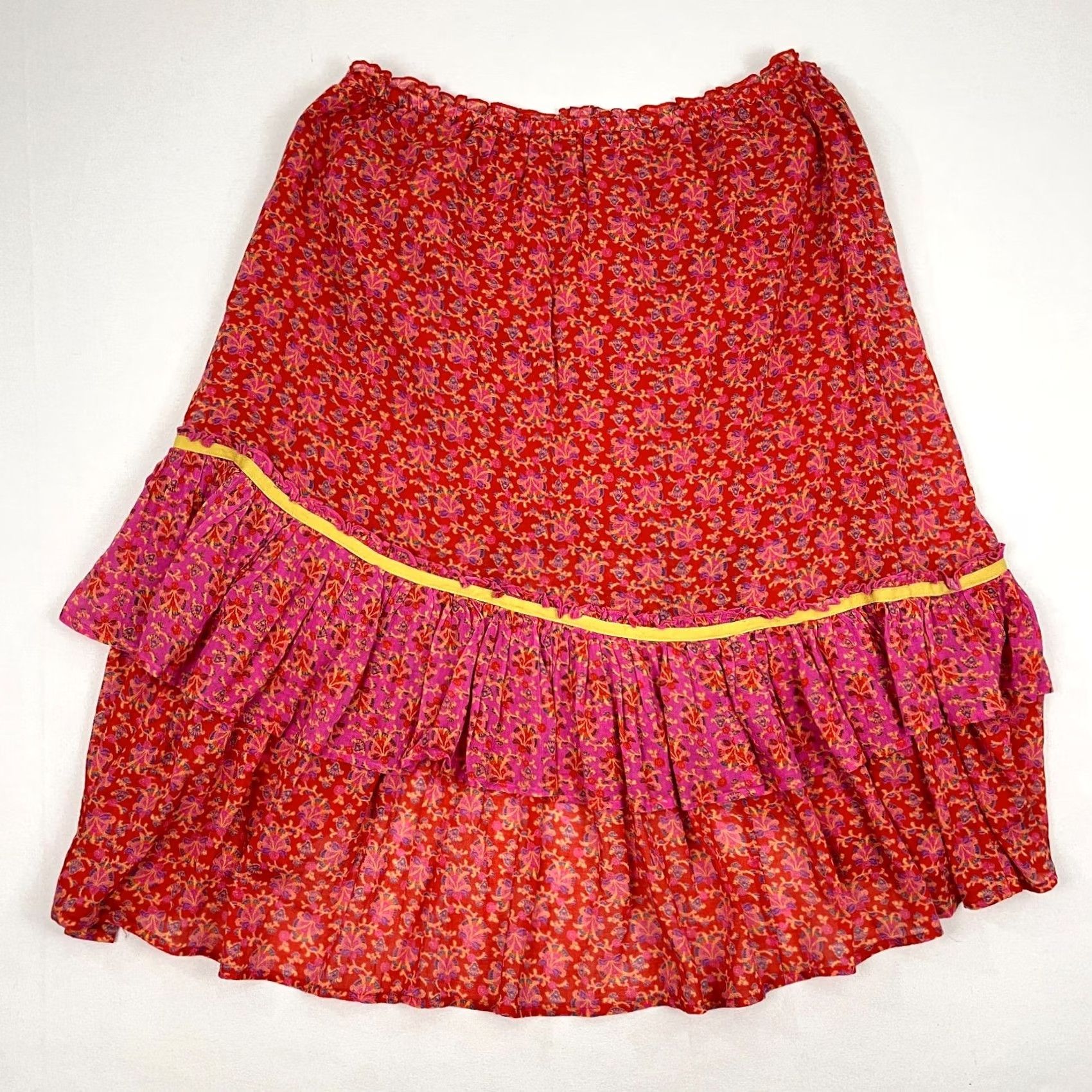 Vintage Sundance Nami Midi Skirt Womens PXL Floral Tiered Asymmetric Ruffle Elastic Boho Size 40" / US 18 - 7 Thumbnail