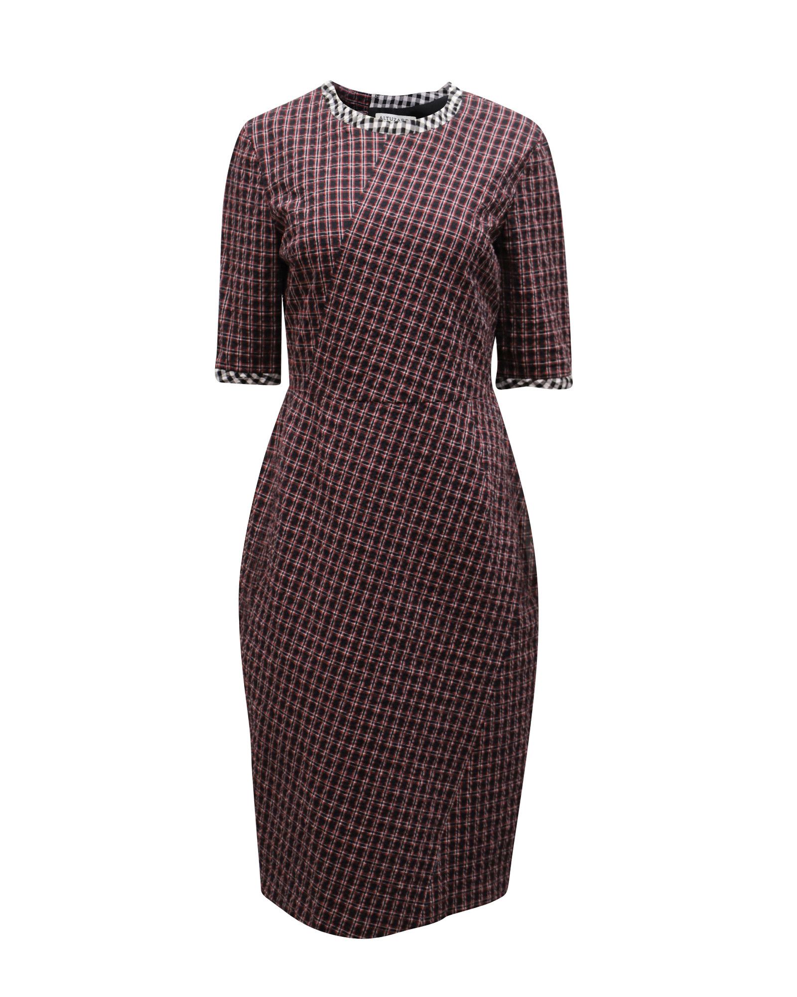 Altuzarra Altuzarra Gingham Crew Neck Dress in Multicolor Cotton Size XXS / US 00 / IT 34 - 1 Thumbnail