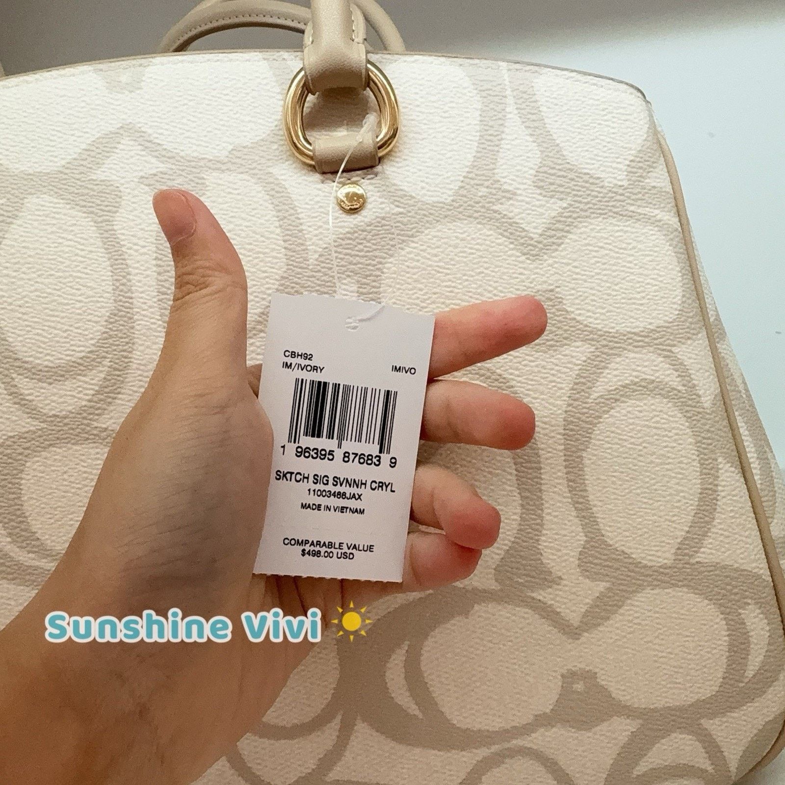 Coach NWT Coach Savannah Carryall Bag In Sketch Gold/Ivory CBH92 Size ONE SIZE - 4 Thumbnail