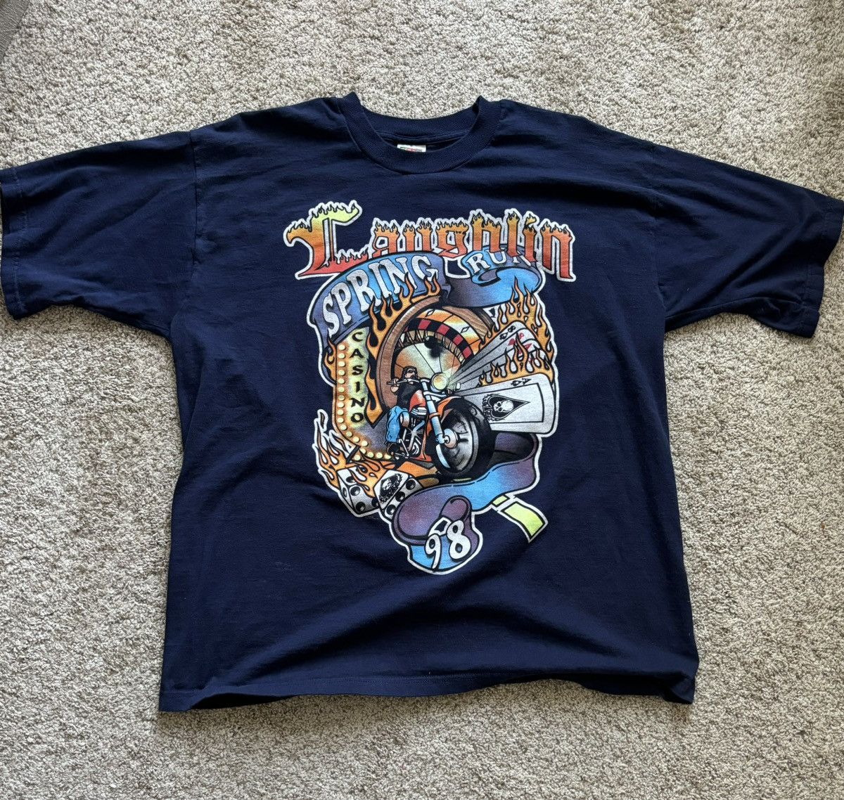 Fruit Of The Loom Vintage Laughlin Spring Run Tee Size US XL / EU 56 / 4 - 1 Thumbnail