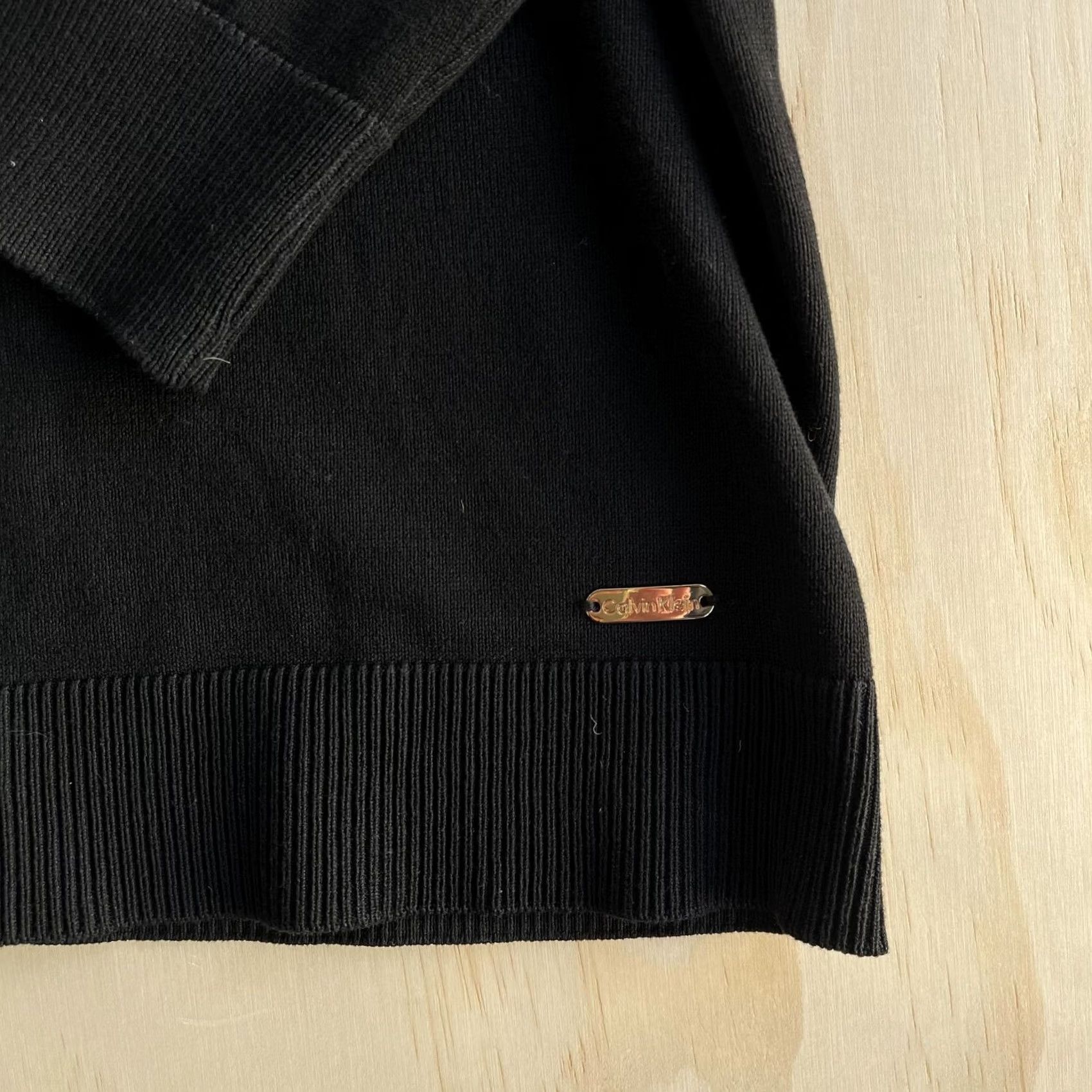 Calvin Klein Calvin Klein Sweater Womens Large Black Mock Neck Button Shoulder Knit Pullover Size L / US 10 / IT 46 - 3 Thumbnail