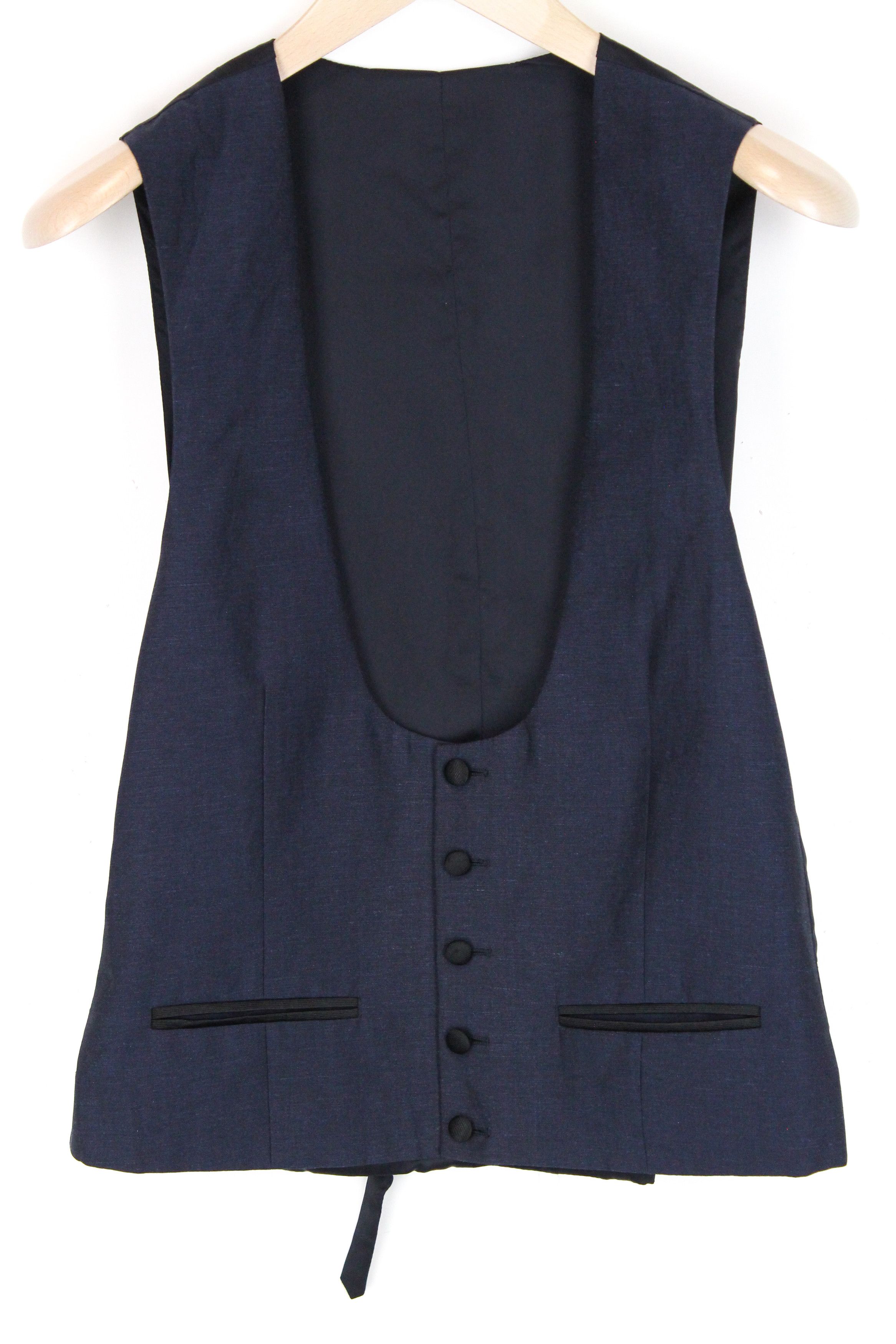 Suitsupply UK38R Blue Wool Linen Single-Breasted U-neck 61771 Size 38R - 1 Thumbnail