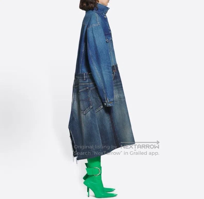 Balenciaga Balenciaga Denim Patchwork Long Sleeve Dress Size XS / US 0-2 / IT 36-38 - 3 Thumbnail