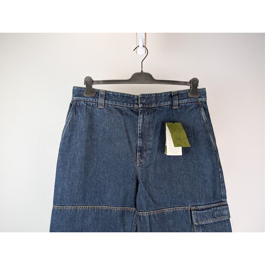Gucci o1rshd1 Eco-Washed Organic Denim Cargo Pant in Blue / Mix Size US 36 / EU 52 - 3 Thumbnail