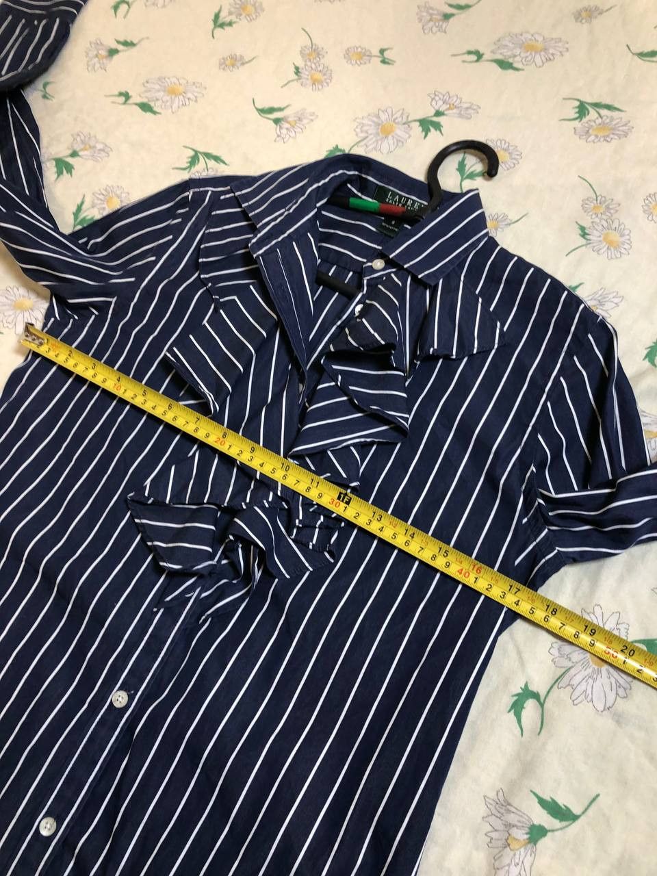 Polo Ralph Lauren Ralph Lauren Navy Striped Button Down Ruffle Shirt Size S / US 4 / IT 40 - 10 Thumbnail