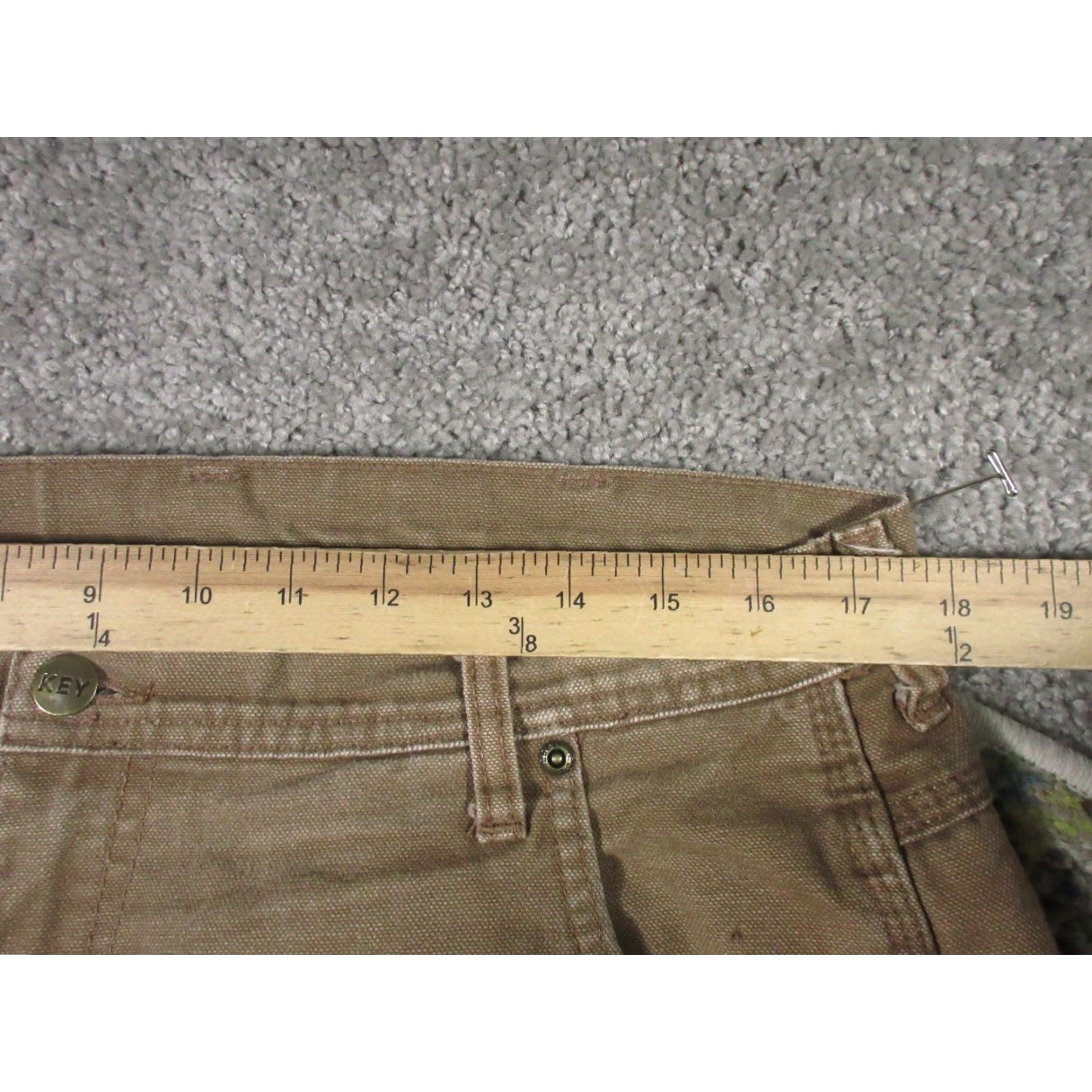 Vintage Key Carpenter Jeans Mens 36x32 Brown Canvas Distressed 5-Pocket Straight Leg Workwear Denim Cotton Size US 36 / EU 52 - 7 Thumbnail