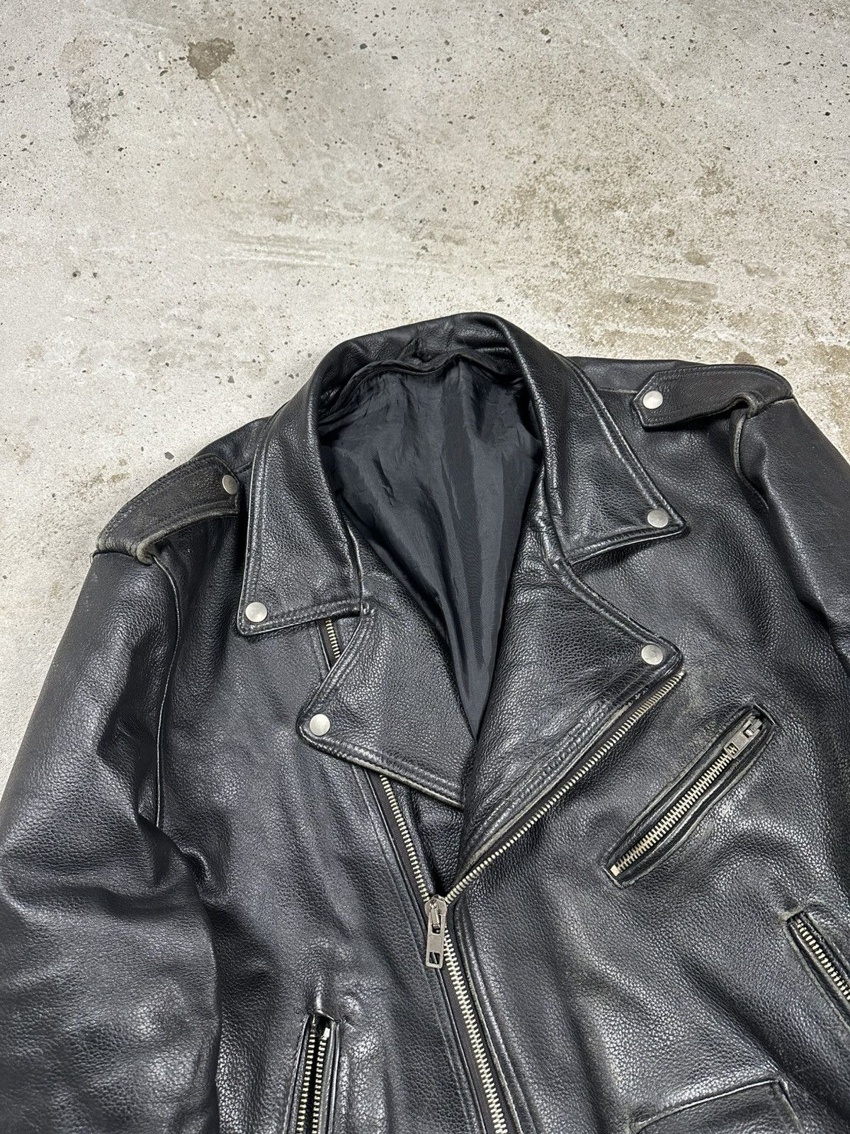 Genuine Leather × Vintage Vintage Y2K Ramones Black Moto Biker Leather Jacket Heavy Size US L / EU 52-54 / 3 - 9 Thumbnail