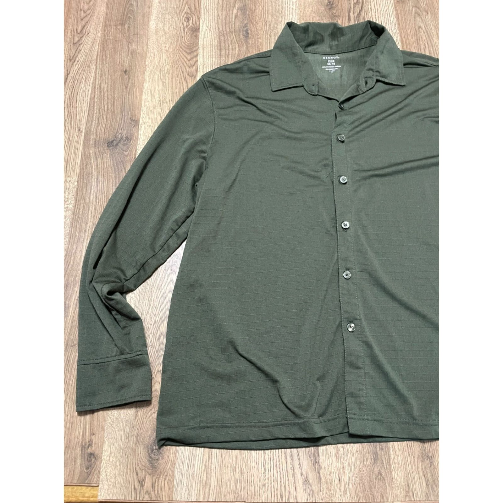 George George Shirt Mens Size XL Green Button Up Long Sleeve Size US XL / EU 56 / 4 - 3 Thumbnail
