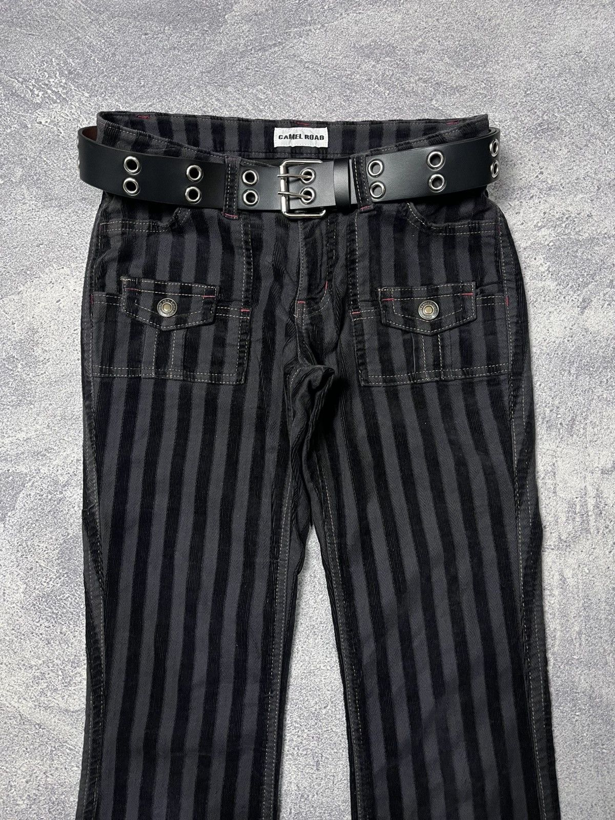 Japanese Brand Camel Road Flared Pants Striped Corduroy Size US 27 - 2 Thumbnail