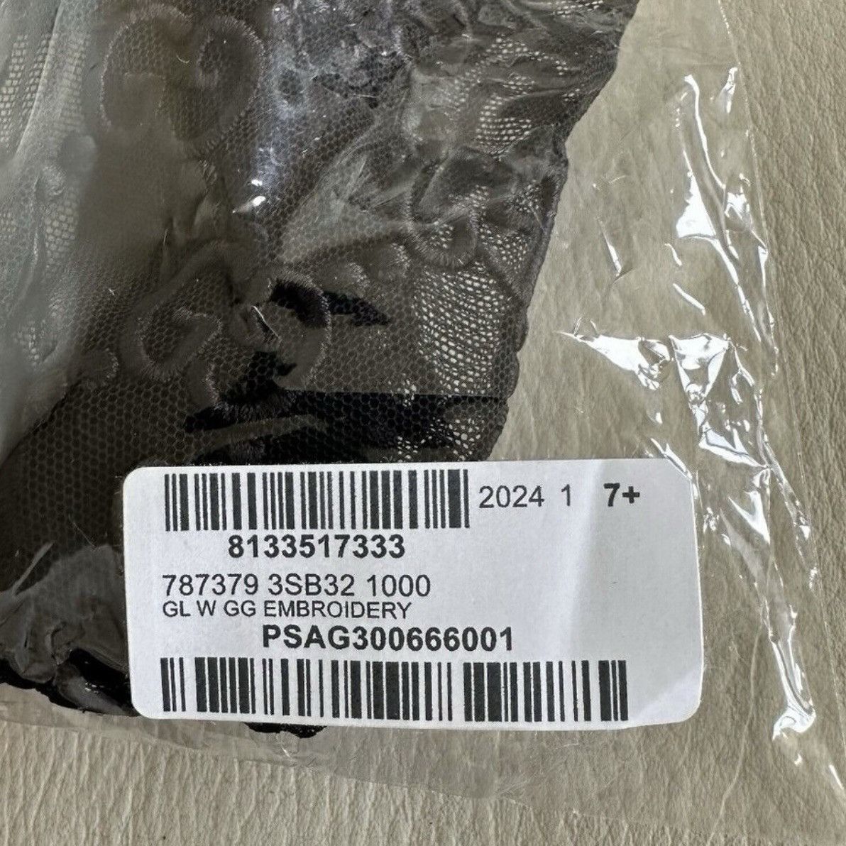 Gucci NWT GUCCI GLOVES TULLE LACE GG BLACK Sz 7.5 M Size ONE SIZE - 8 Thumbnail