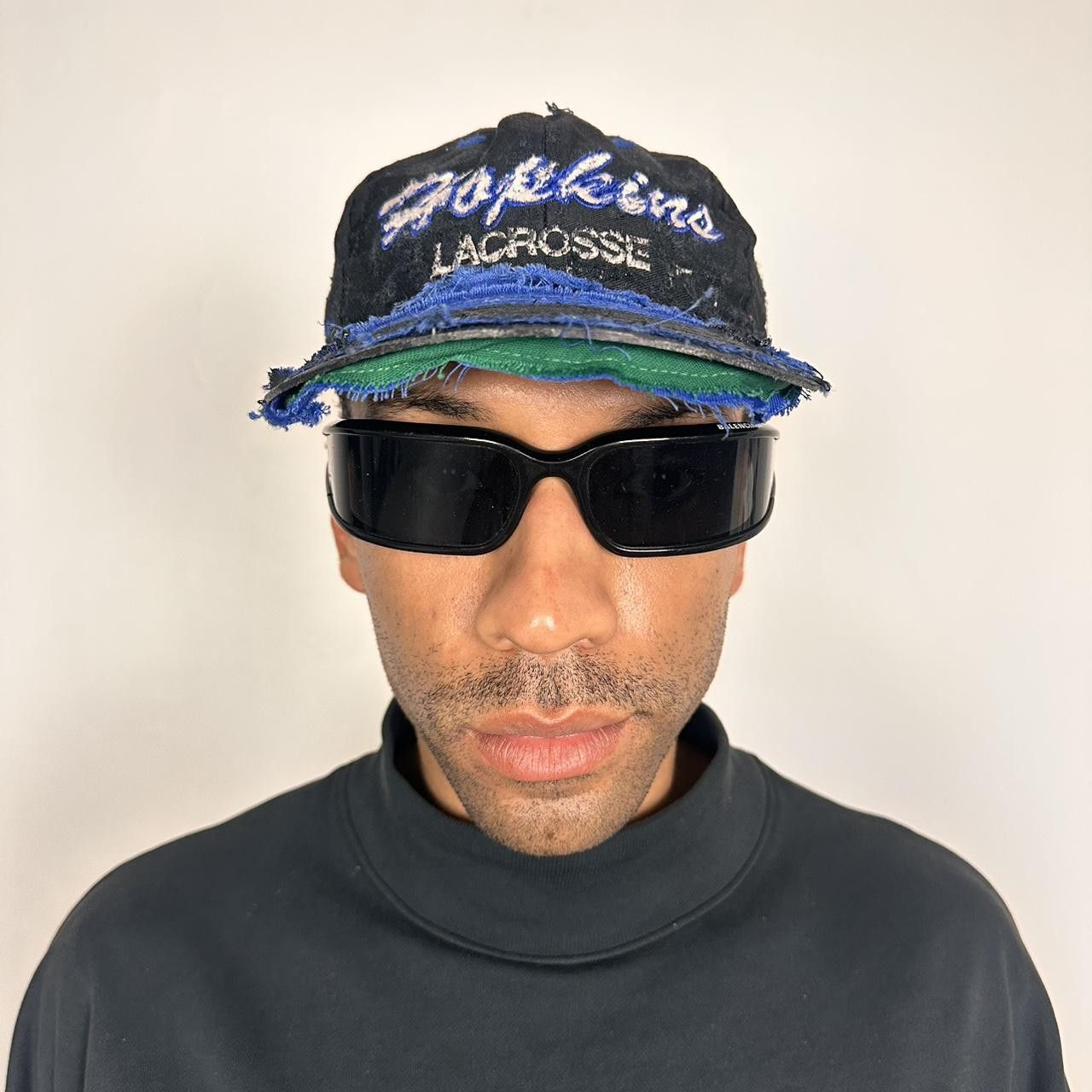 Vintage ASTROBOI* Hopkins Lacrosse Black & Blue Distressed Cap Size ONE SIZE - 7 Thumbnail