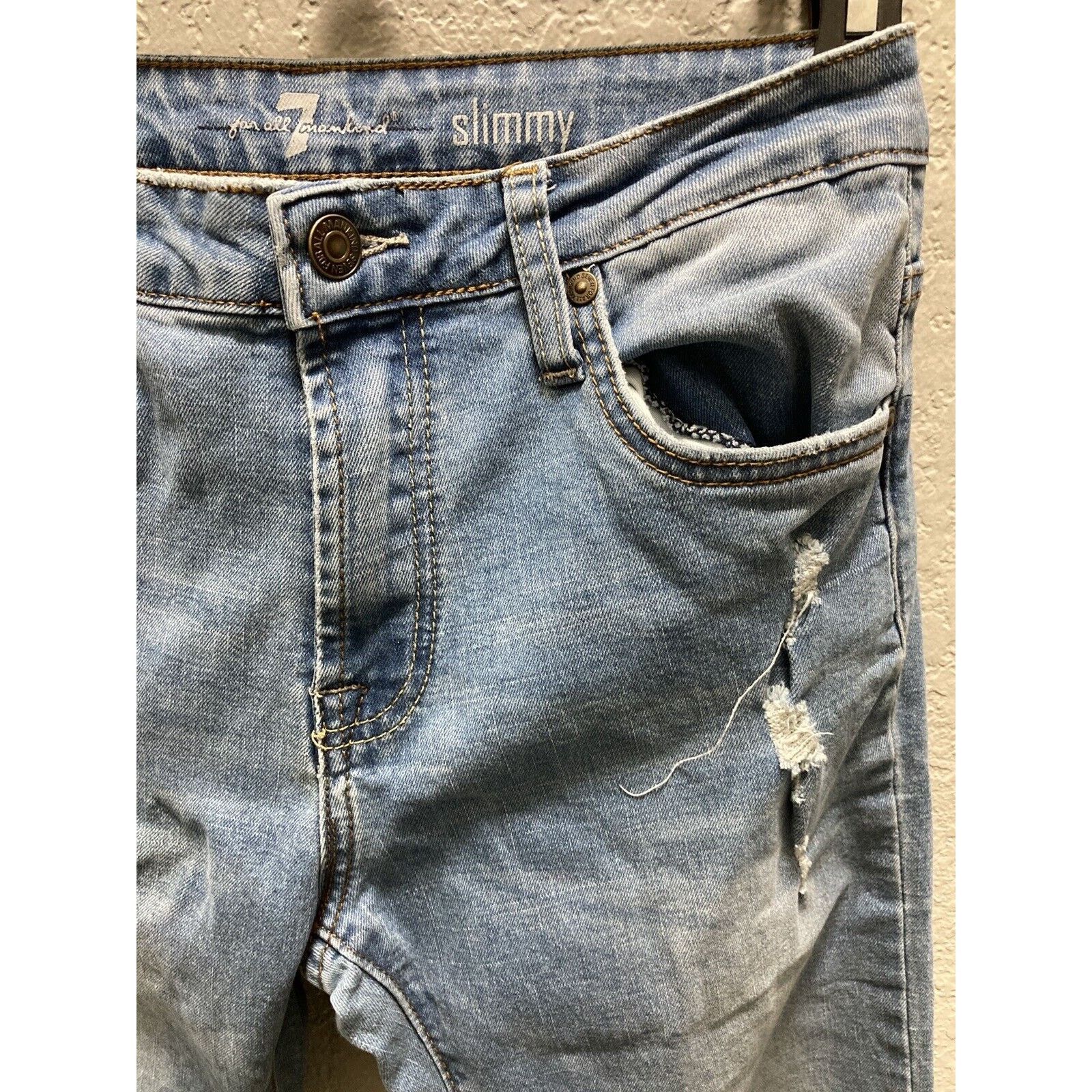 7 For All Mankind 7 FOR ALL MANKIND SLIMMY Denim Jeans Boy Size 16 Distressed Size 38" / US 16 / IT 52 - 3 Thumbnail