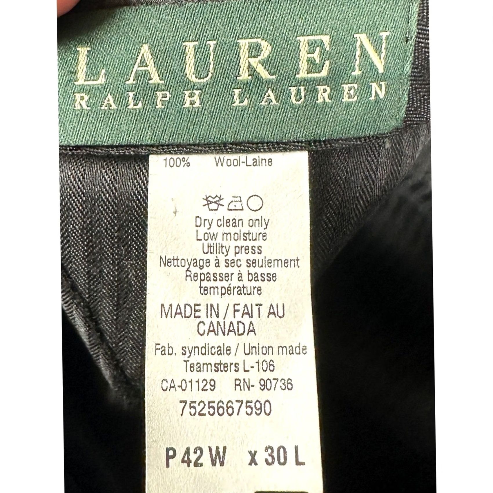 Ralph Lauren VINTAGE? No. Lauren Ralph Lauren Pants Dress Wool Black Flat Front Straight 42 Mens 42X30 Regular? Size US 42 / EU 58 - 3 Thumbnail