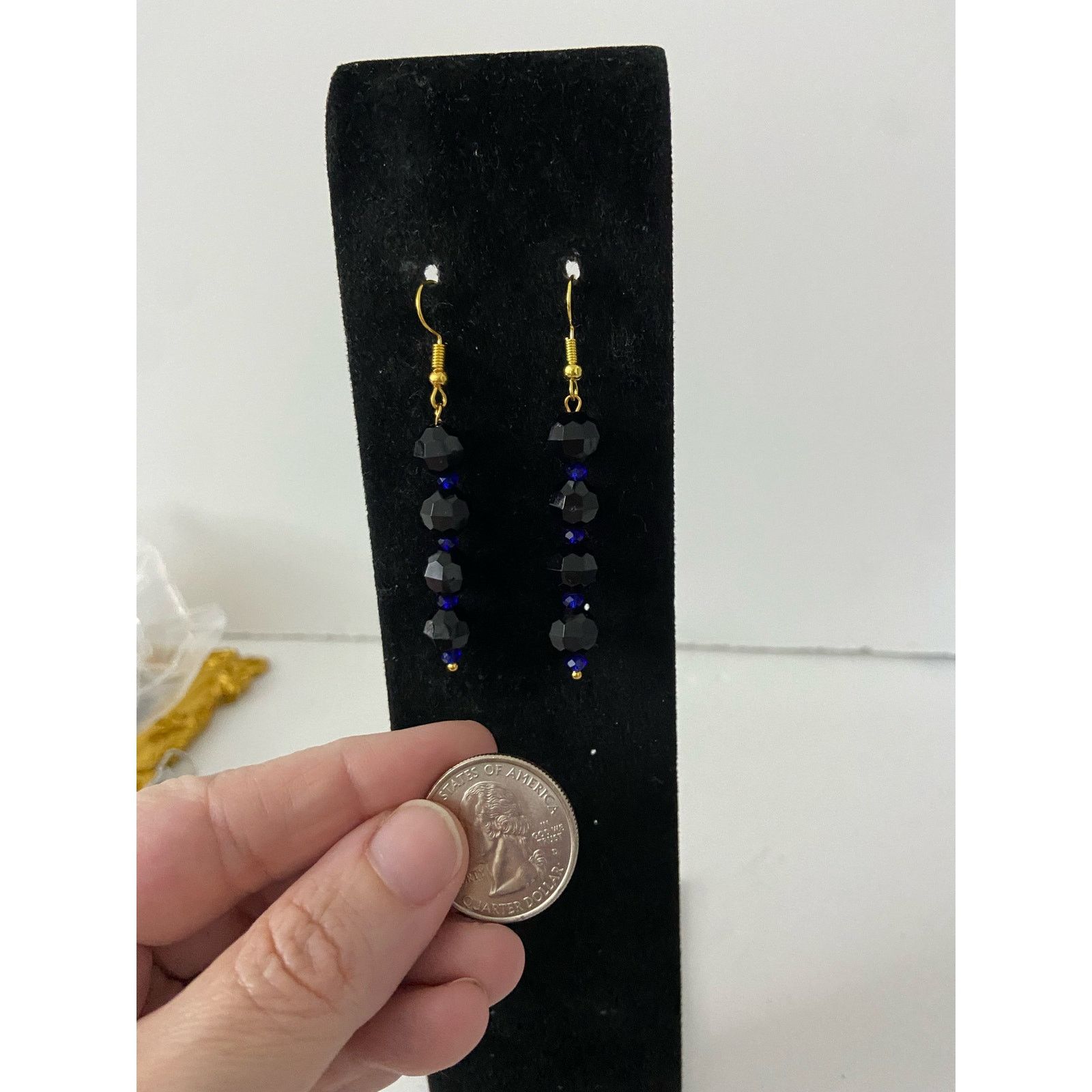 Handmade black and blue bead earrings Size ONE SIZE - 3 Thumbnail