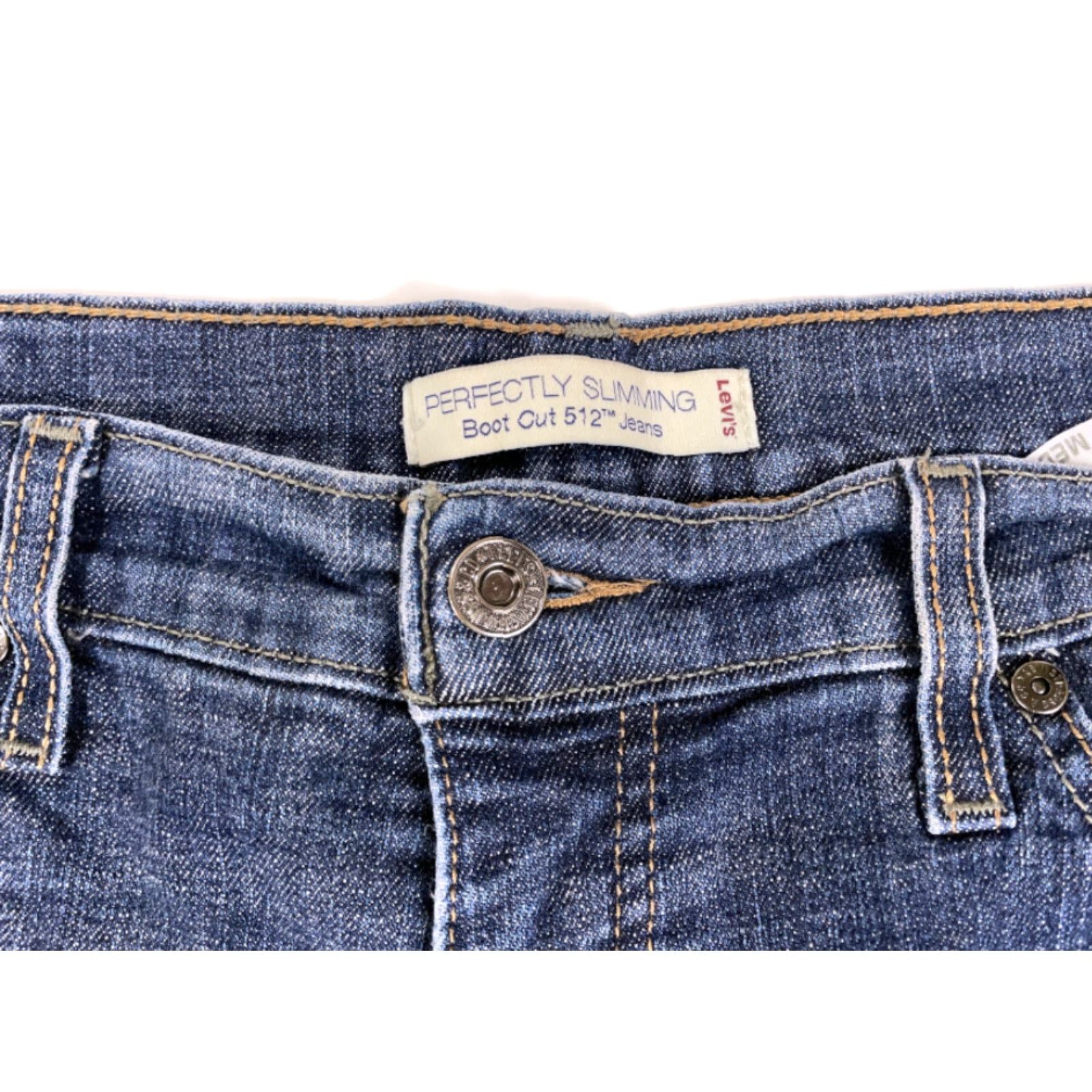 Levi's Levi's 512 Jeans Boot Cut Perfectly Slimming Medium Blue Wash Cotton Stretch 10 Women Size 32" / US 10 / IT 46 - 4 Thumbnail