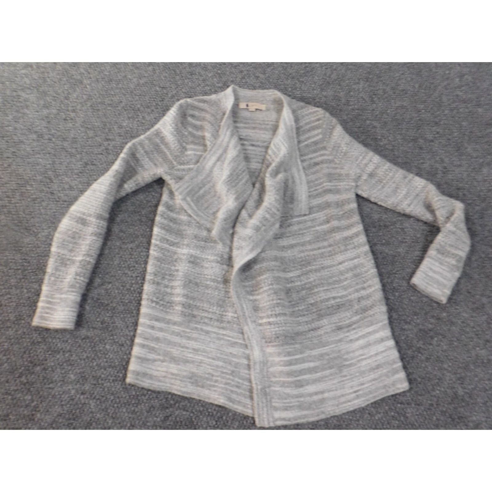 Loft LOFT Cardigan Sweater Small Gray Open-Knit Acrylic Polyester Womens Crew Neck Long Sleeve Stretch Casual Modern Designer Size S / US 4 / IT 40 - 3 Thumbnail
