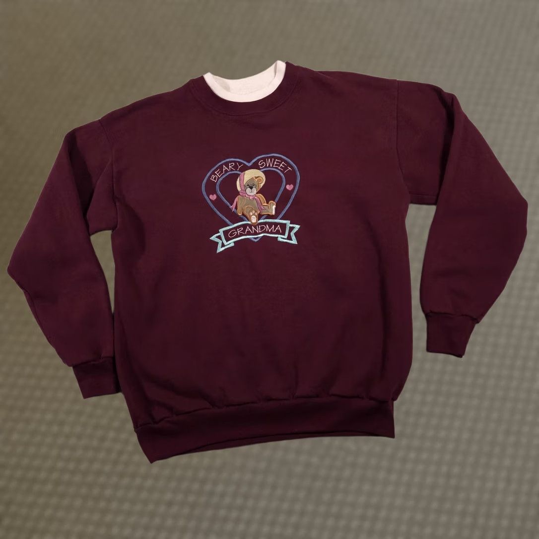 Vintage VINTAGE Cheek-O Sweatshirt Womens XL Burgundy Beary Sweet Grandma Made USA 90s Size XL / US 12-14 / IT 48-50 - 1 Thumbnail