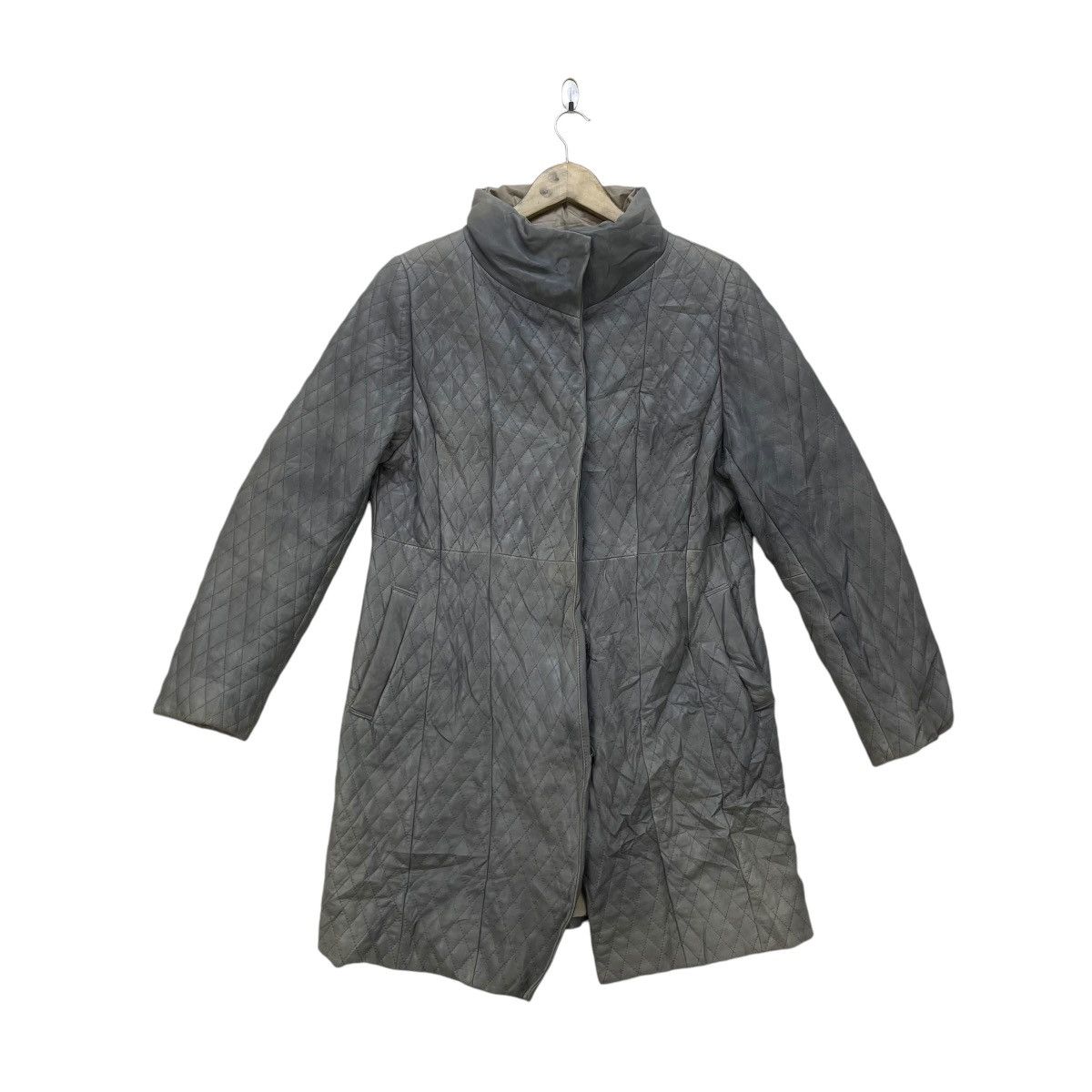 Genuine Leather × Leather × Vintage Leather Quilted Long Jacket Size M / US 6-8 / IT 42-44 - 2 Thumbnail