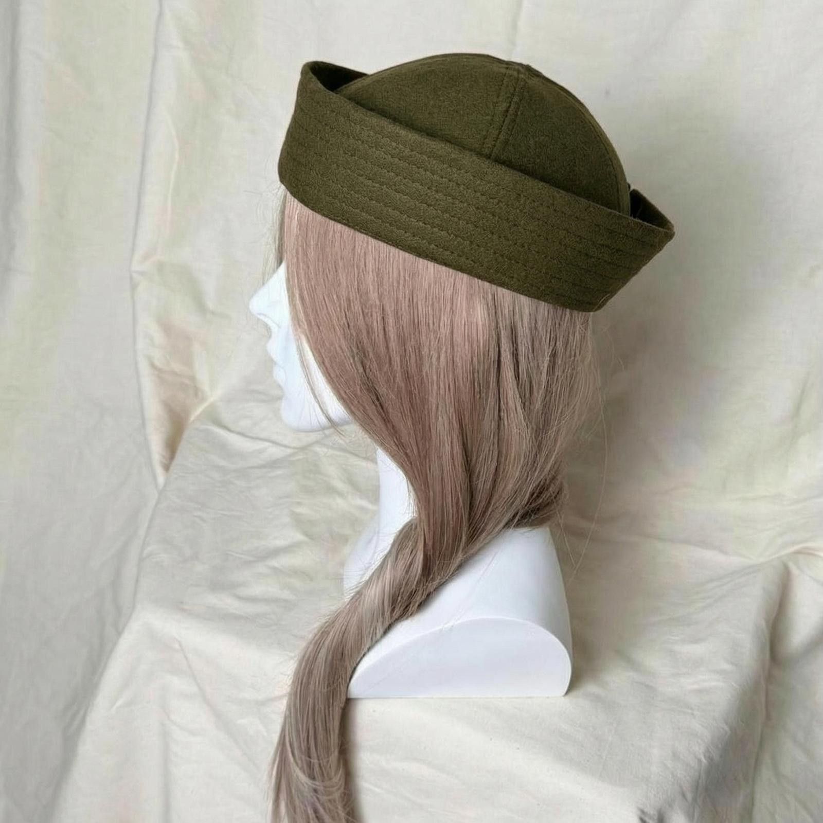Japanese Brand Olive Green Wool Eyelet Beret Sailor Hat Y2K French Girl Size ONE SIZE - 4 Thumbnail
