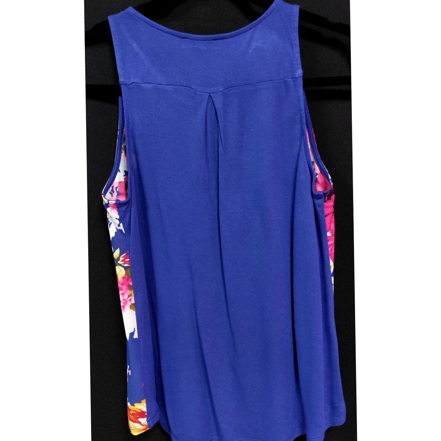 Express Express Floral Print Sleeveless Top XS Petite Blue - Lightweight, Zip, Blouse, Women's Shirt Size XS / US 0-2 / IT 36-38 - 2 Thumbnail