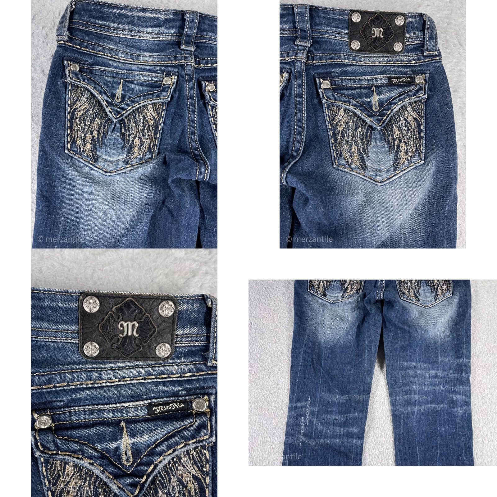 Miss Me Miss Me Jeans Women 26 Blue Denim Straight Leg Embellished Bling JE5616T4R Size 26" / US 2 / IT 38 - 9 Thumbnail