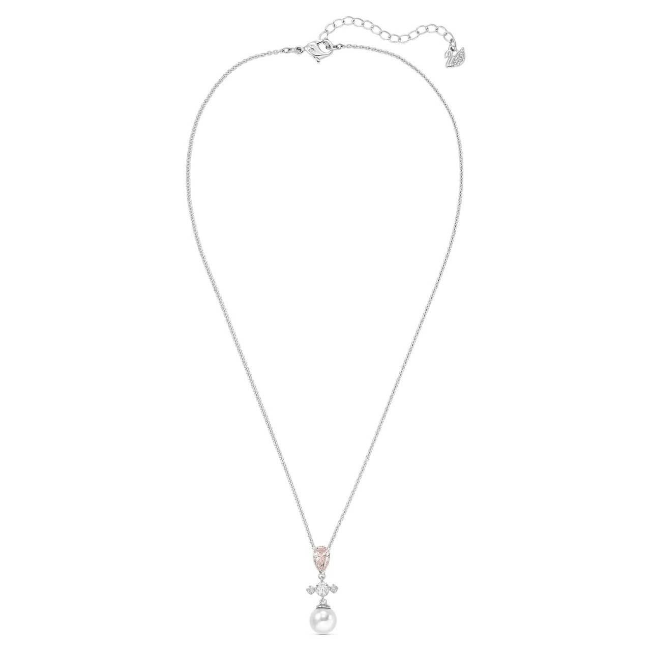 Swarovski Swarovski Perfection Silver Necklace Pink RHS Crystal Pearl Size ONE SIZE - 4 Thumbnail