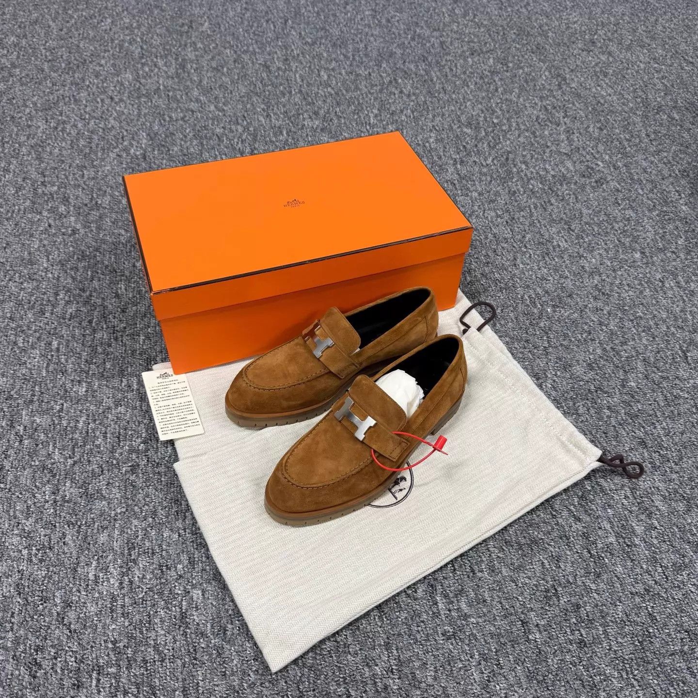 Hermes Hermes Suede H Buckle Loafer 36.5 Tan Worn w/ Box & Dustbag Size US 6 / IT 36 - 1 Thumbnail