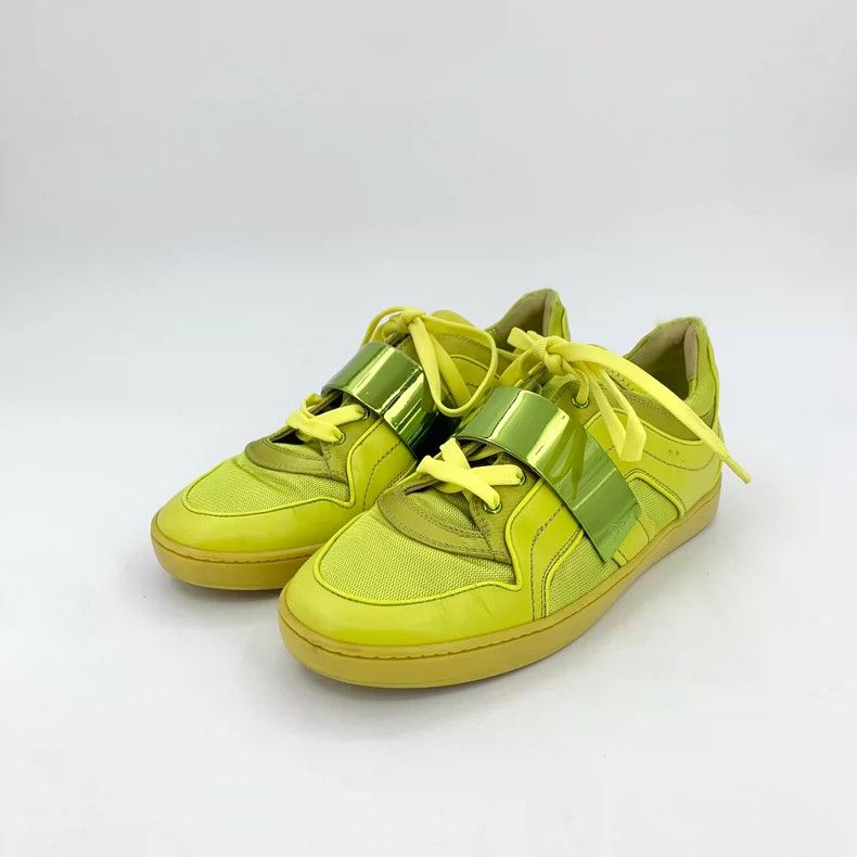 Dior Fluorescent yellow lace-up casual sneakers 2504-Nextar