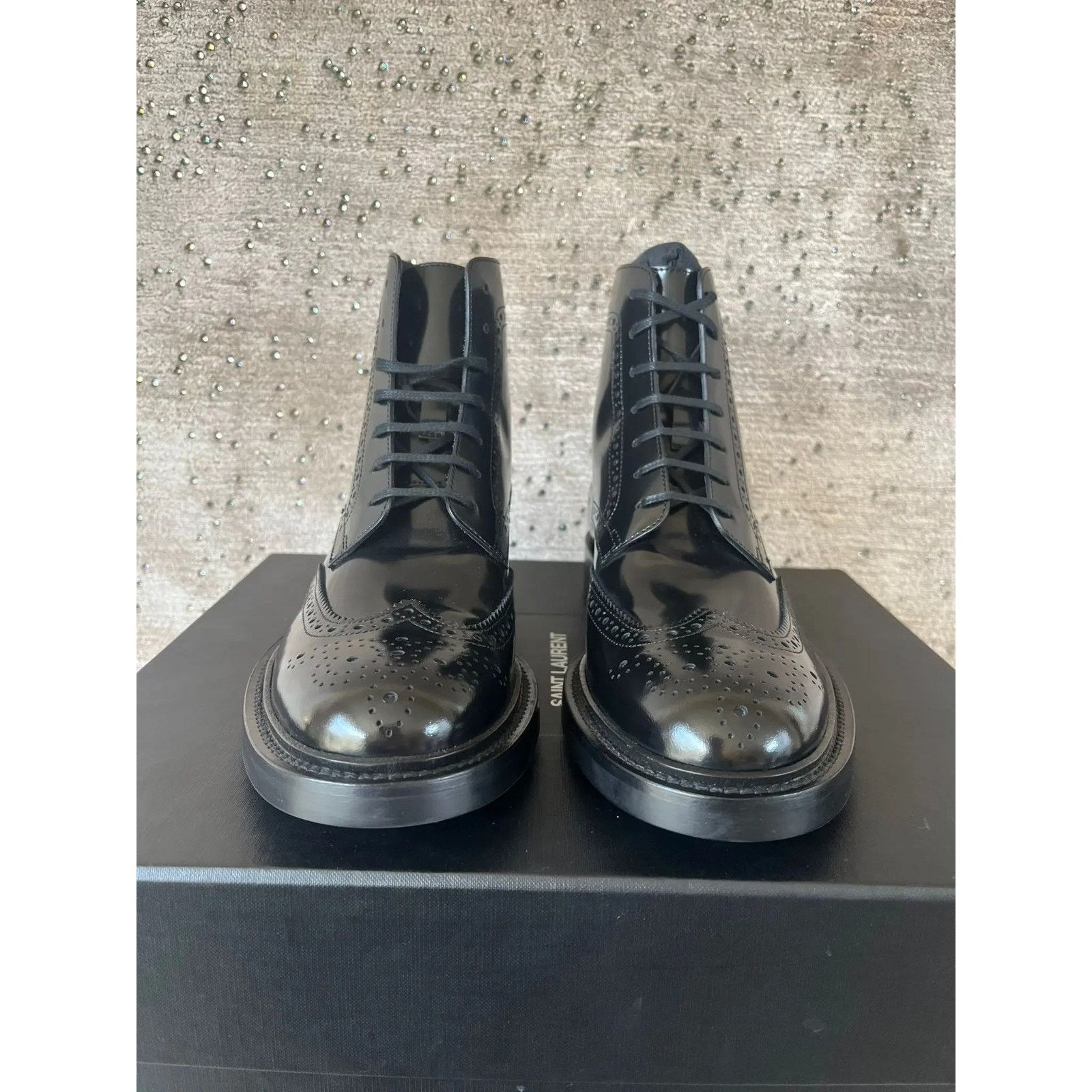 Saint Laurent Paris o1rshd1 Embroidered Army 20 Lace Up Boots in Ketta in Black Size US 7 / EU 40 - 11 Thumbnail