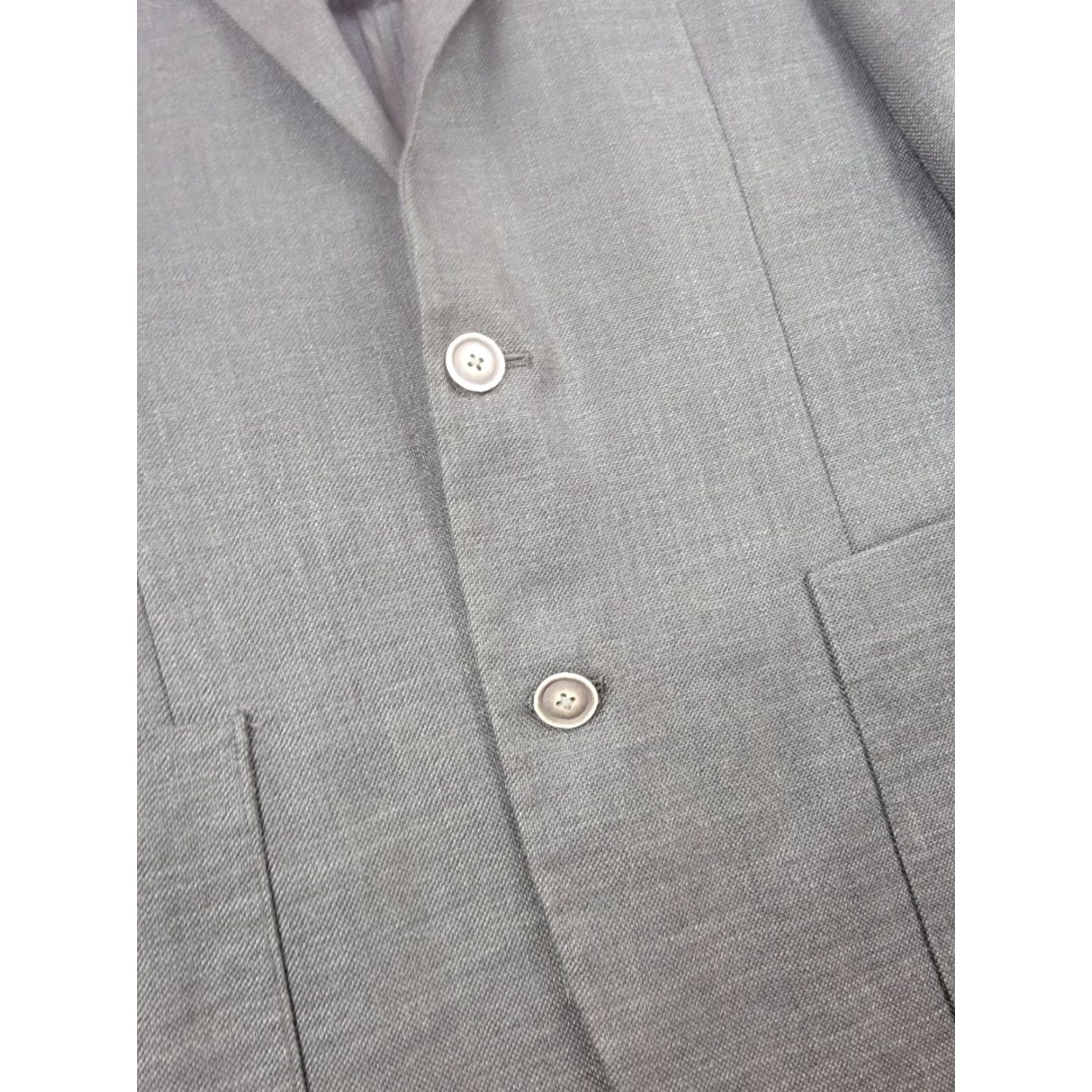 Nautica Nautica Suit Jacket Blazer Mens 38R Gray Double-Vented Linen Polyester Spandex Notch Hooked Two-Button Front Button Style Regular Modern City Classic Size 38R - 3 Thumbnail