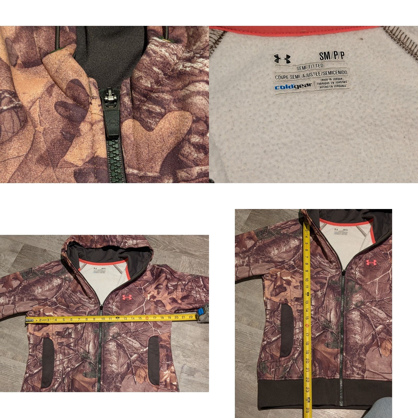 Under Armour Under Armour Women’s Coldgear Realtree Camo Full Zip Hooded Jacket S Semi-Fitted Wind-Resistant Pockets Outdoor Winter Fall Jacket Size S / US 4 / IT 40 - 8 Thumbnail