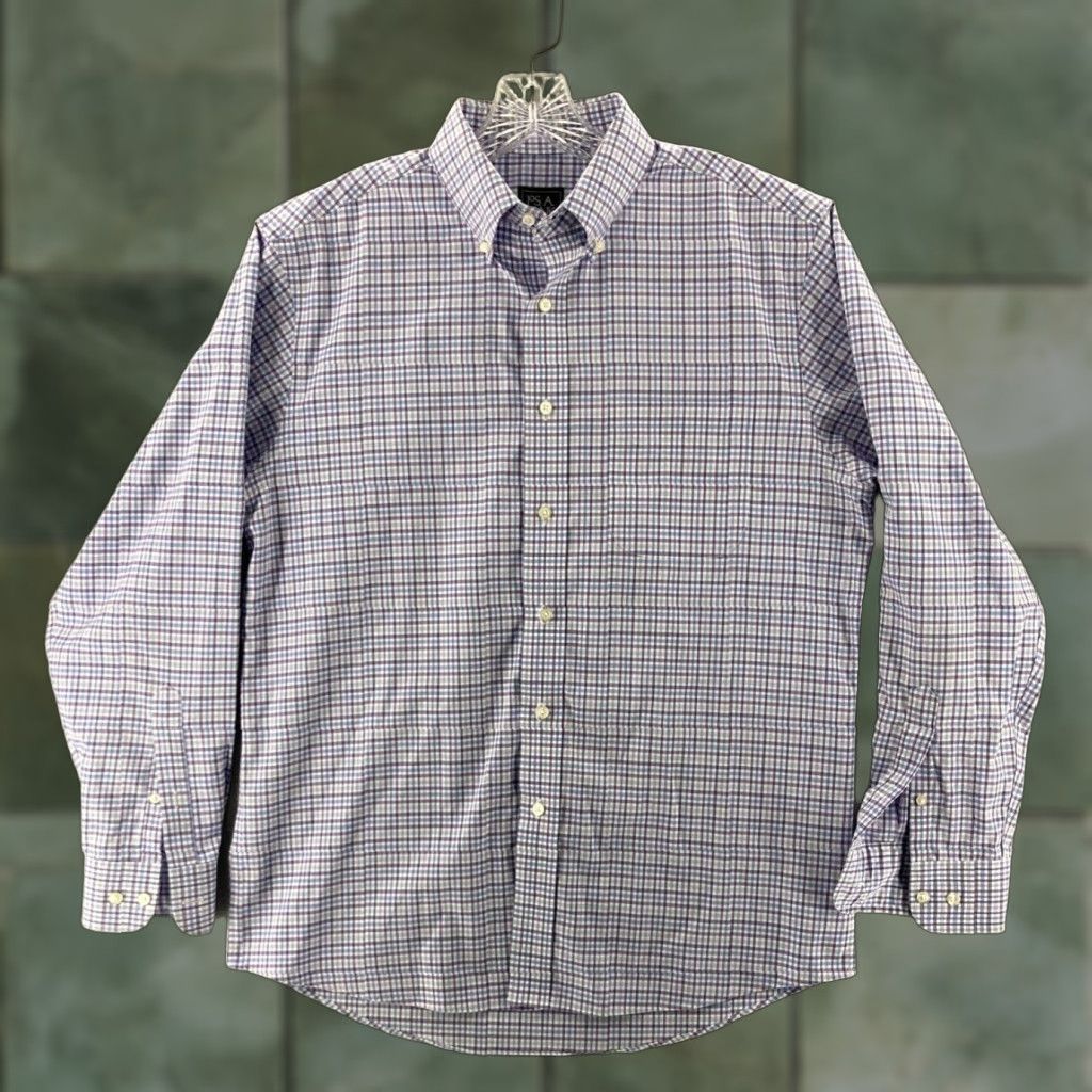 Jos. A. Bank Jos. A. Bank Traveler Shirt Mens Medium Tailored Fit Plaid Cotton Button-Down Collared Shirt Color Multicolor Travel 90s Classic Mens Size US M / EU 48-50 / 2 - 1 Thumbnail