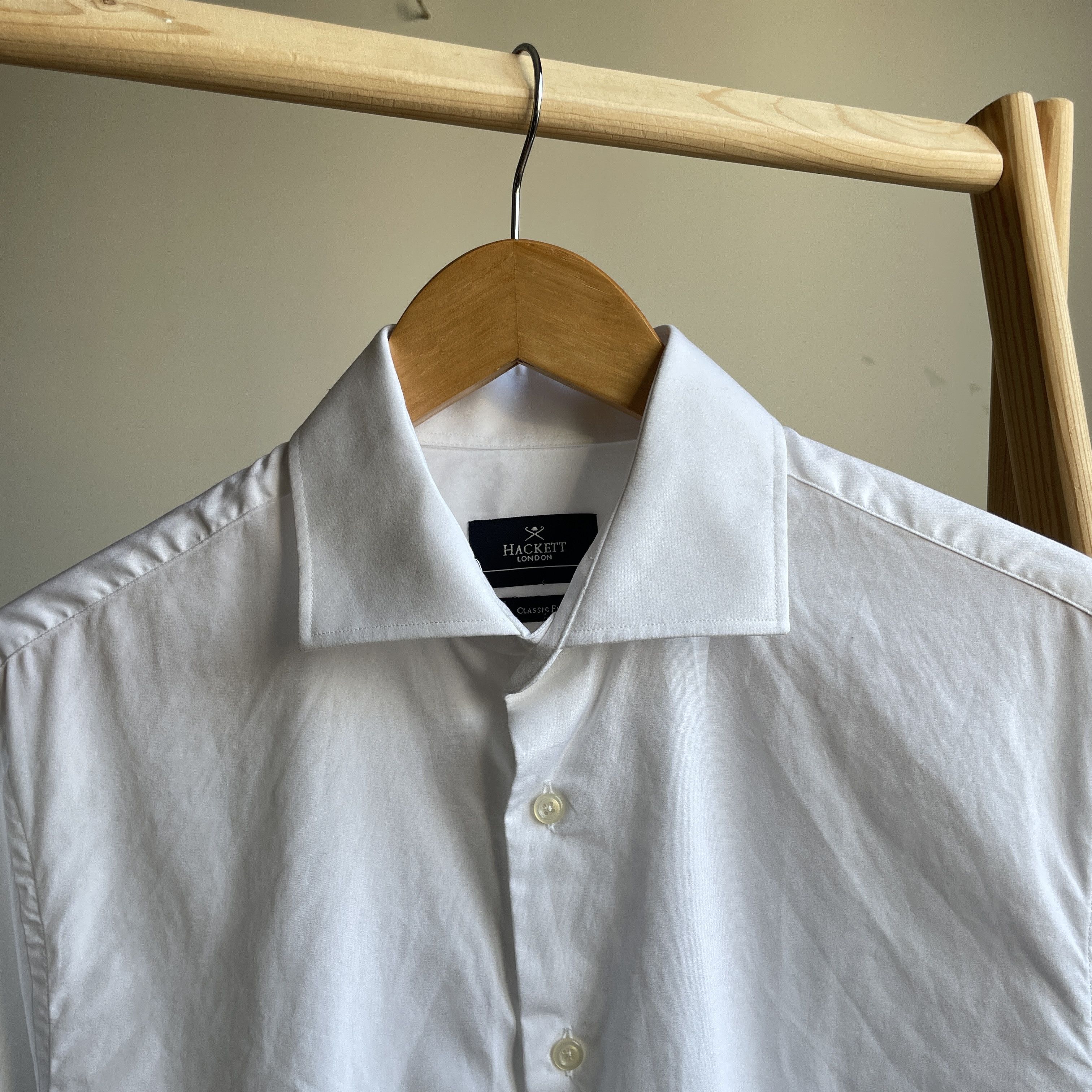 Hackett Hackett Poplin White Classic Fit Dress Shirt Size 41 Size 40R - 4 Thumbnail