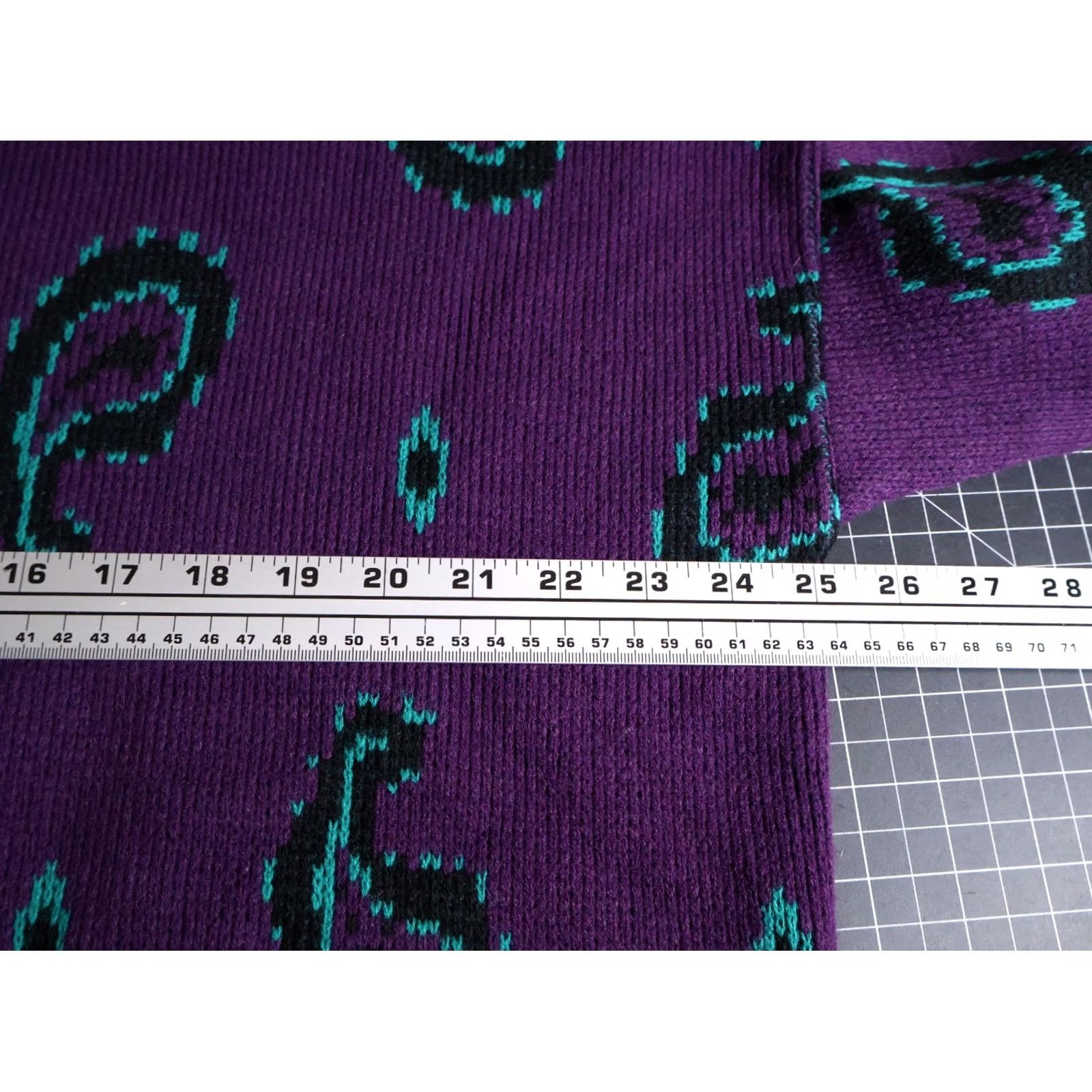 Vintage VINTAGE Honors 1X Purple Green Paisley Mock Neck Sweater Women's 90s Chunky Knit Pullover Size XL / US 12-14 / IT 48-50 - 5 Thumbnail